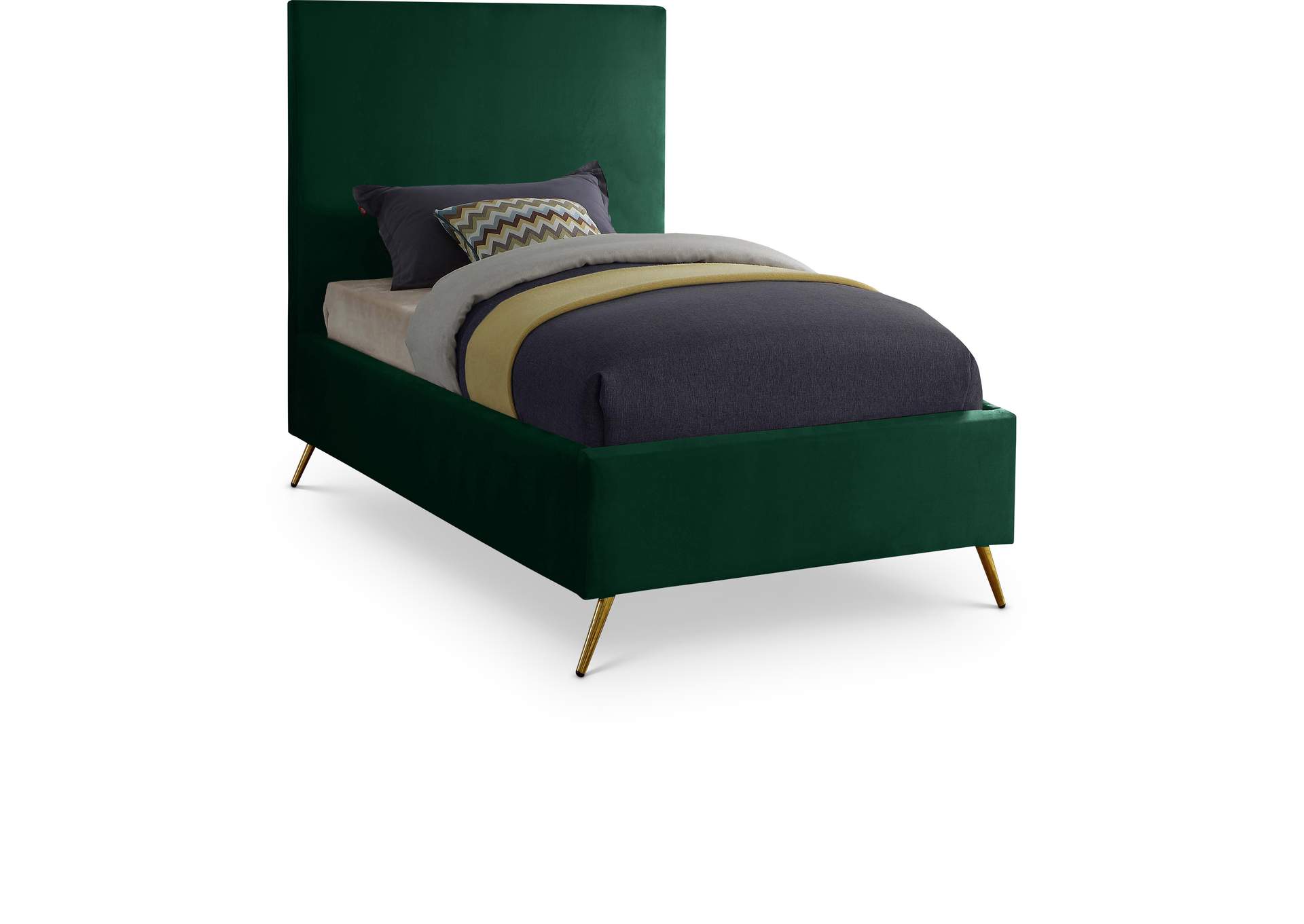 Jasmine Green Velvet Twin Bed,Meridian Furniture