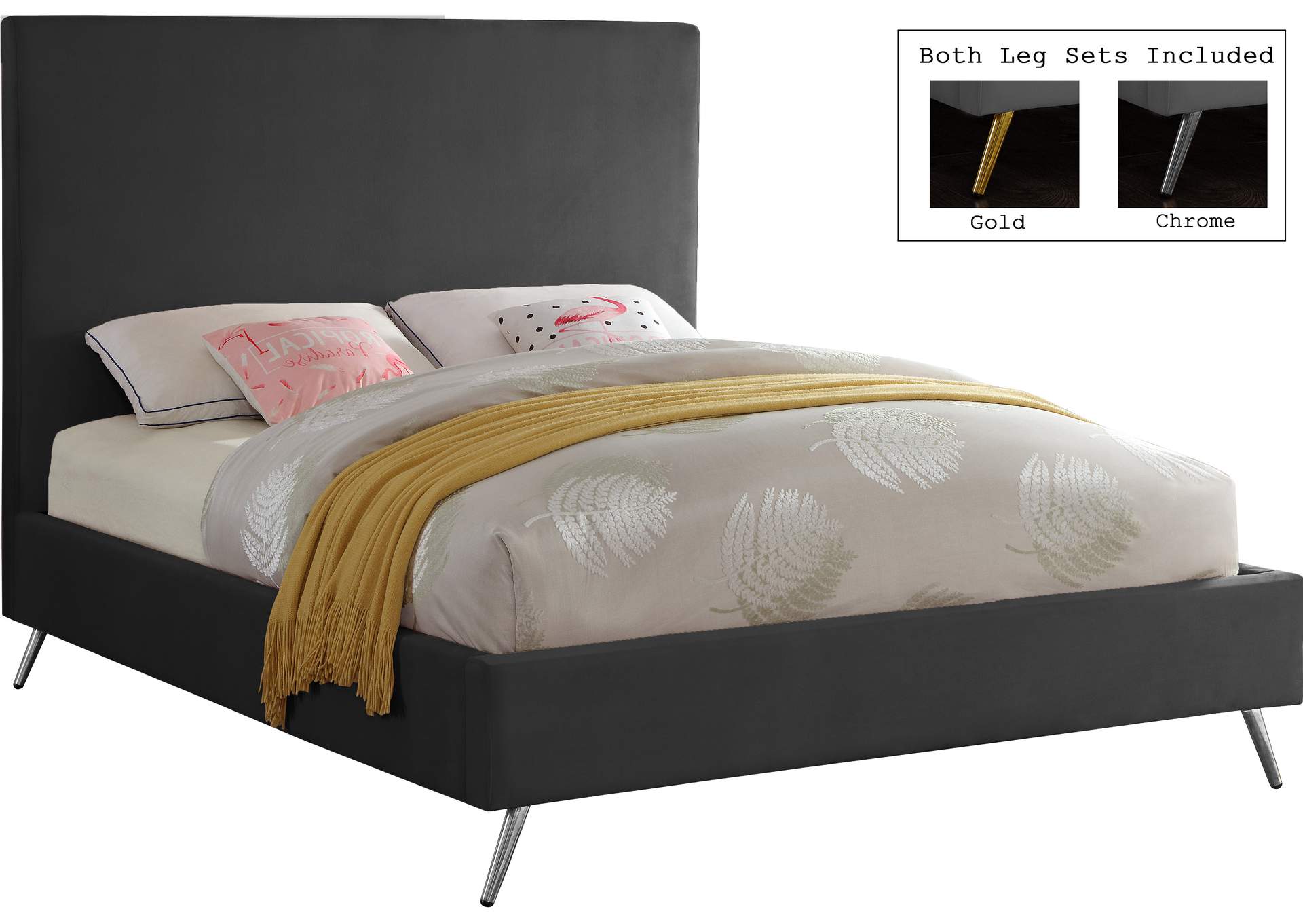 Jasmine Grey Velvet Full Bed,Meridian Furniture