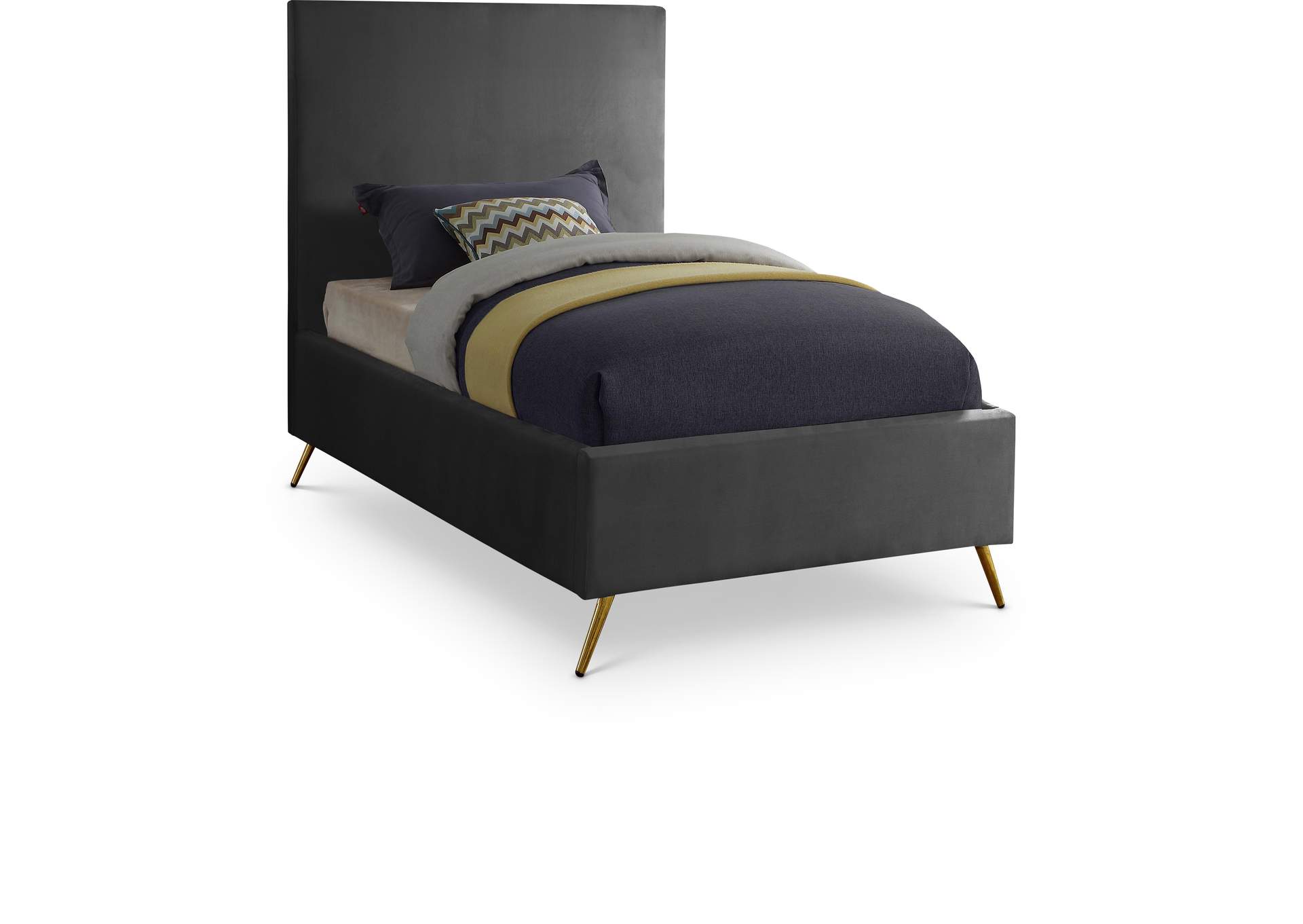 Jasmine Grey Velvet Twin Bed,Meridian Furniture