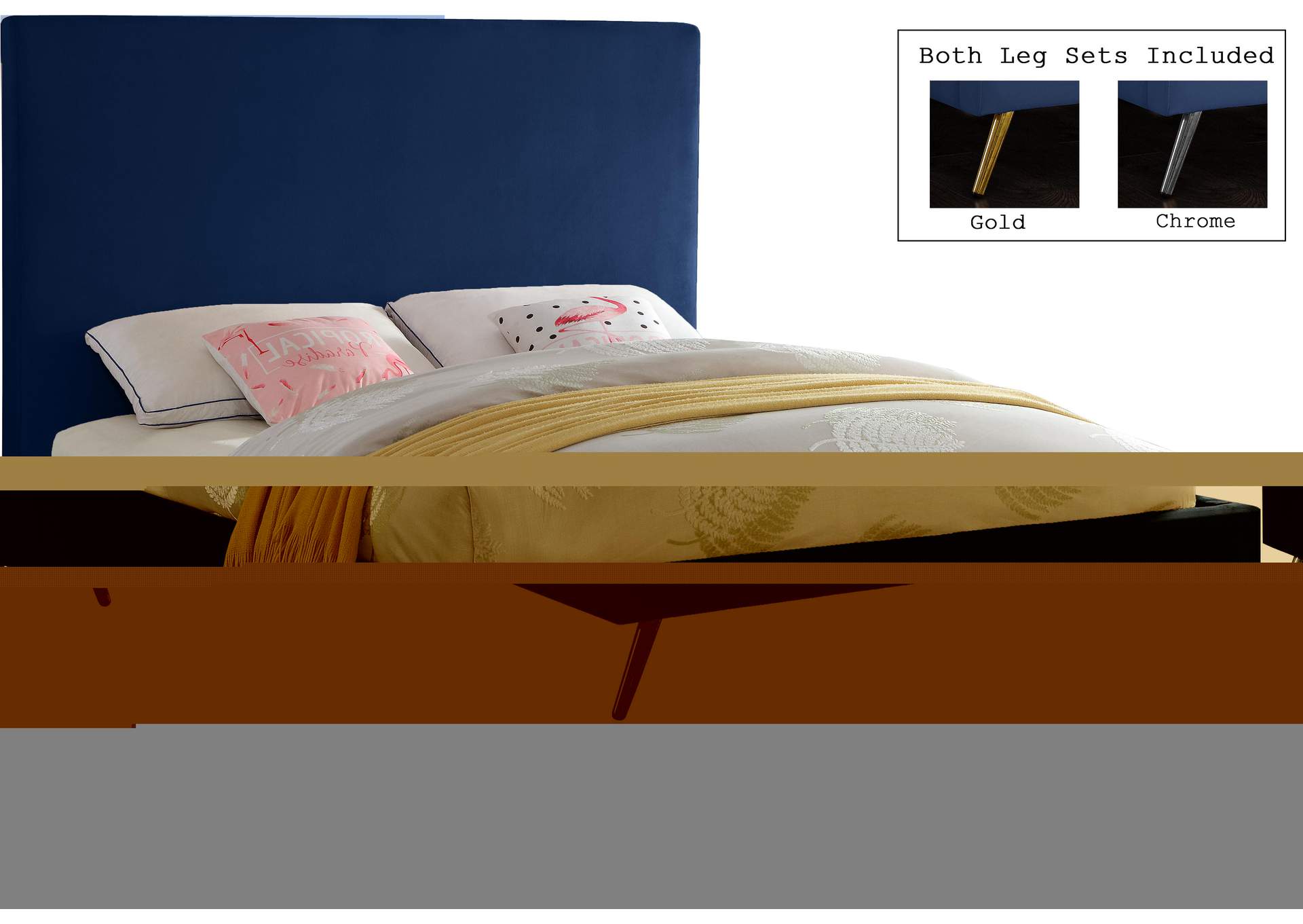 Jasmine Navy Velvet King Bed,Meridian Furniture