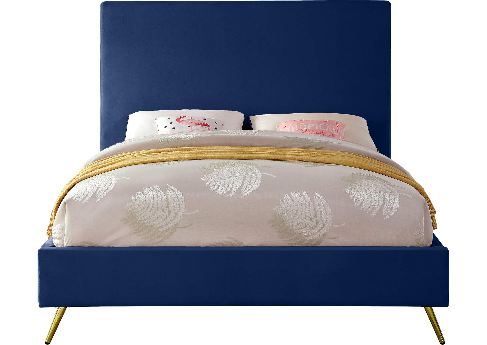 Jasmine Navy Velvet Queen Bed,Meridian Furniture