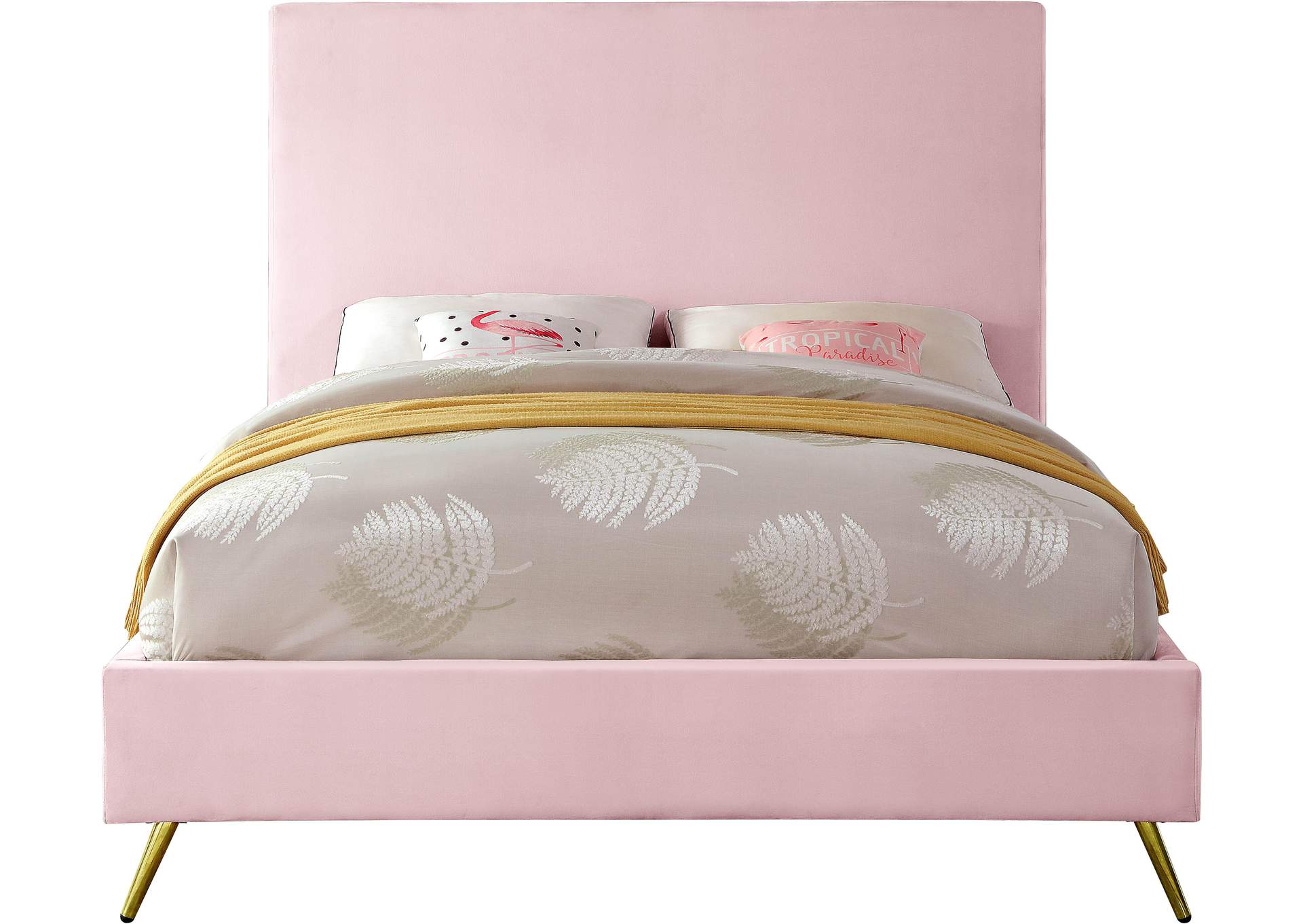 Jasmine Pink Velvet King Bed,Meridian Furniture