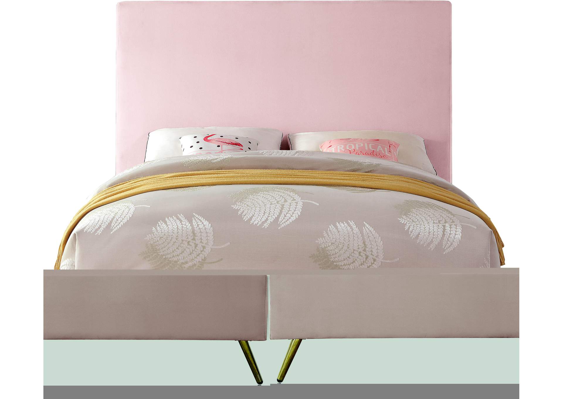 Jasmine Pink Velvet Queen Bed,Meridian Furniture