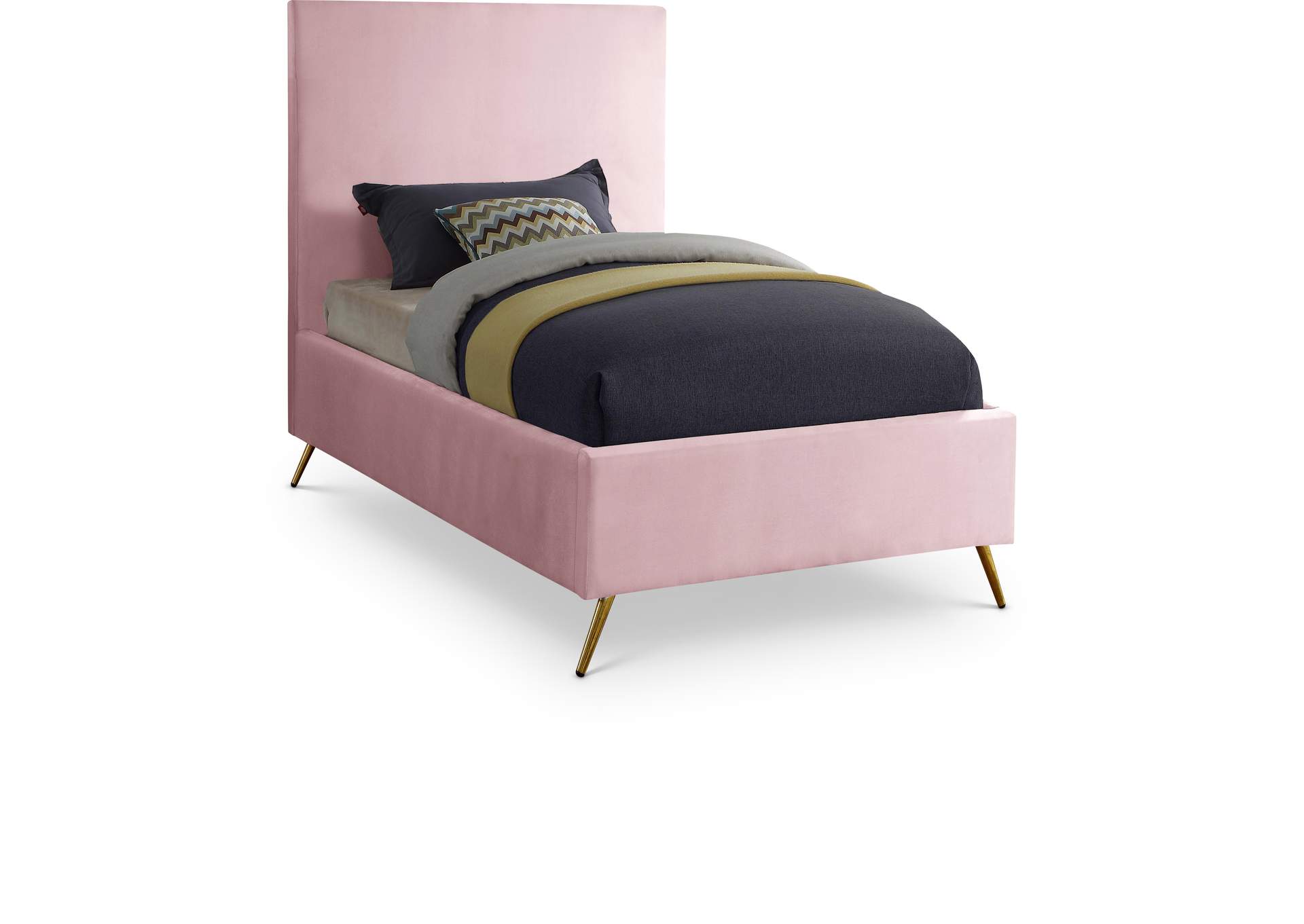 Jasmine Pink Velvet Twin Bed,Meridian Furniture