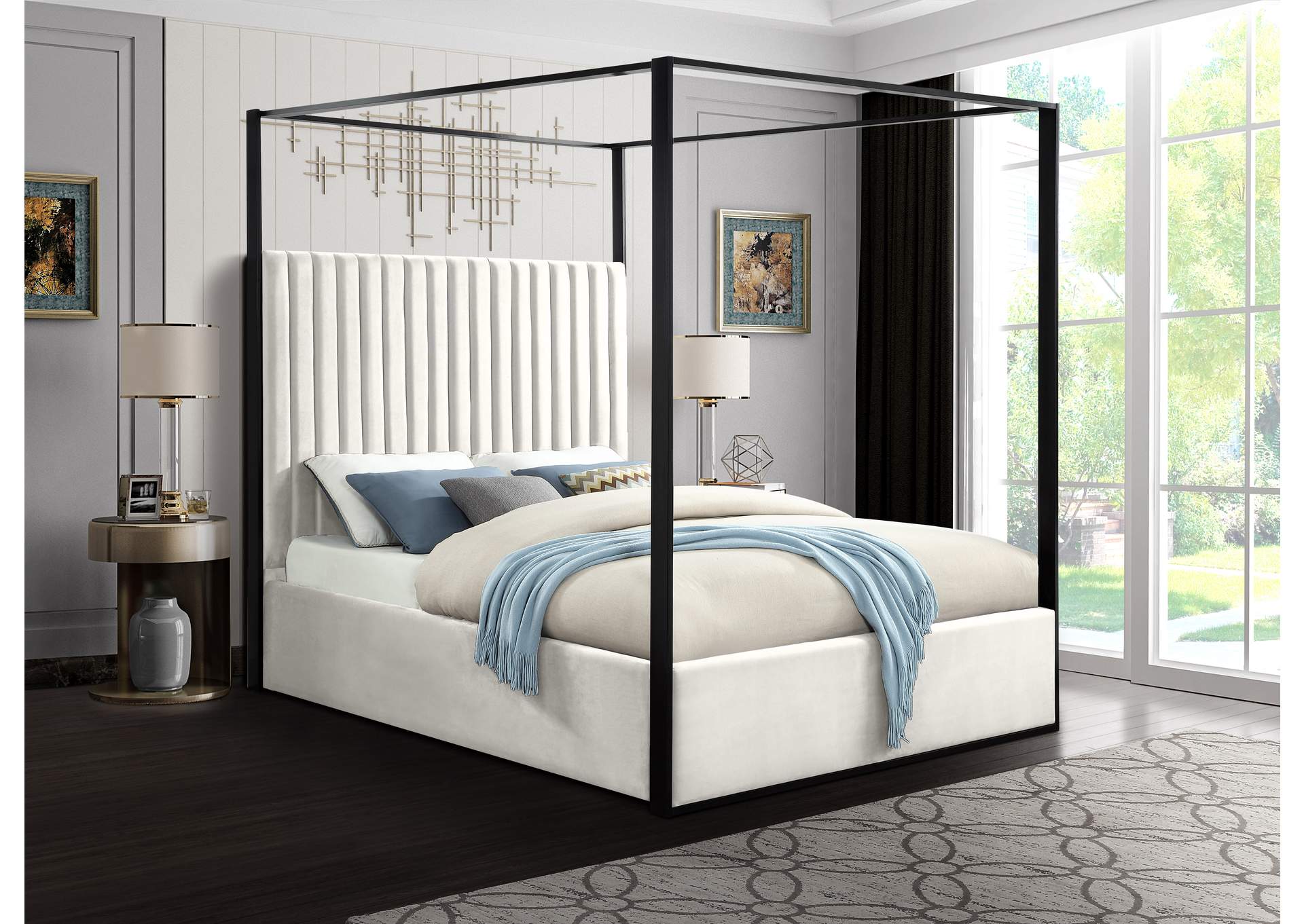 Jax Cream Velvet King Bed,Meridian Furniture