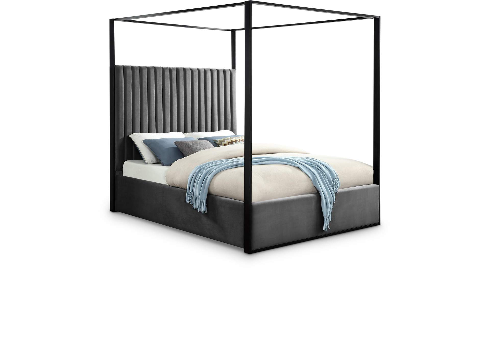 Jax Grey Velvet King Bed,Meridian Furniture