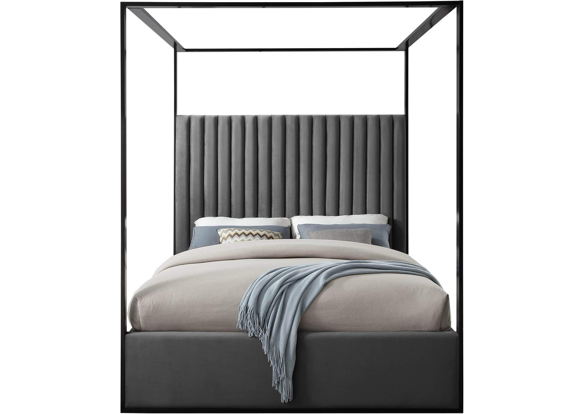 Jax Grey Velvet King Bed,Meridian Furniture