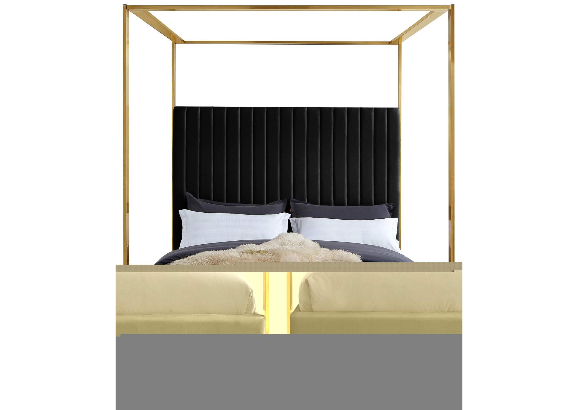 Jones Black Velvet King Bed,Meridian Furniture