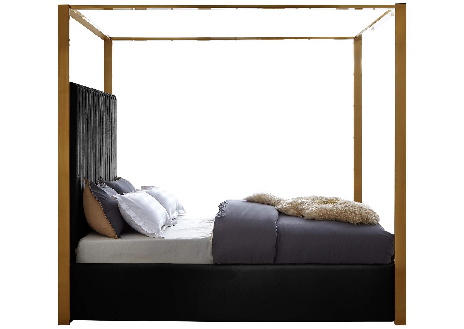 Jones Black Velvet Queen Bed,Meridian Furniture