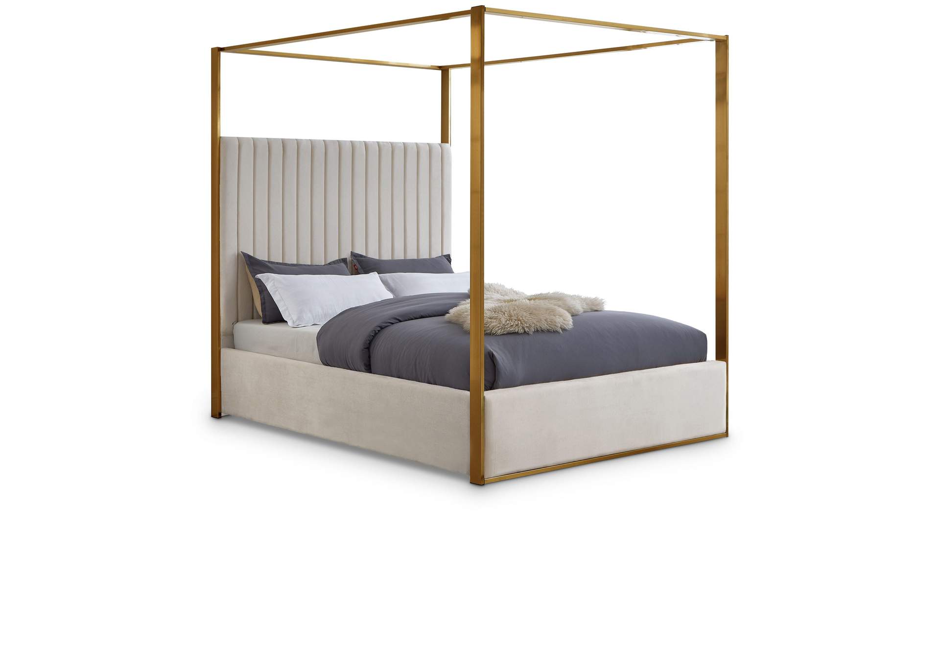 Jones Cream Velvet King Bed,Meridian Furniture