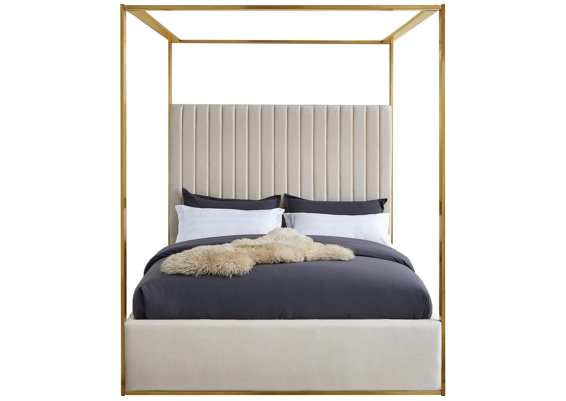 Jones Cream Velvet King Bed,Meridian Furniture