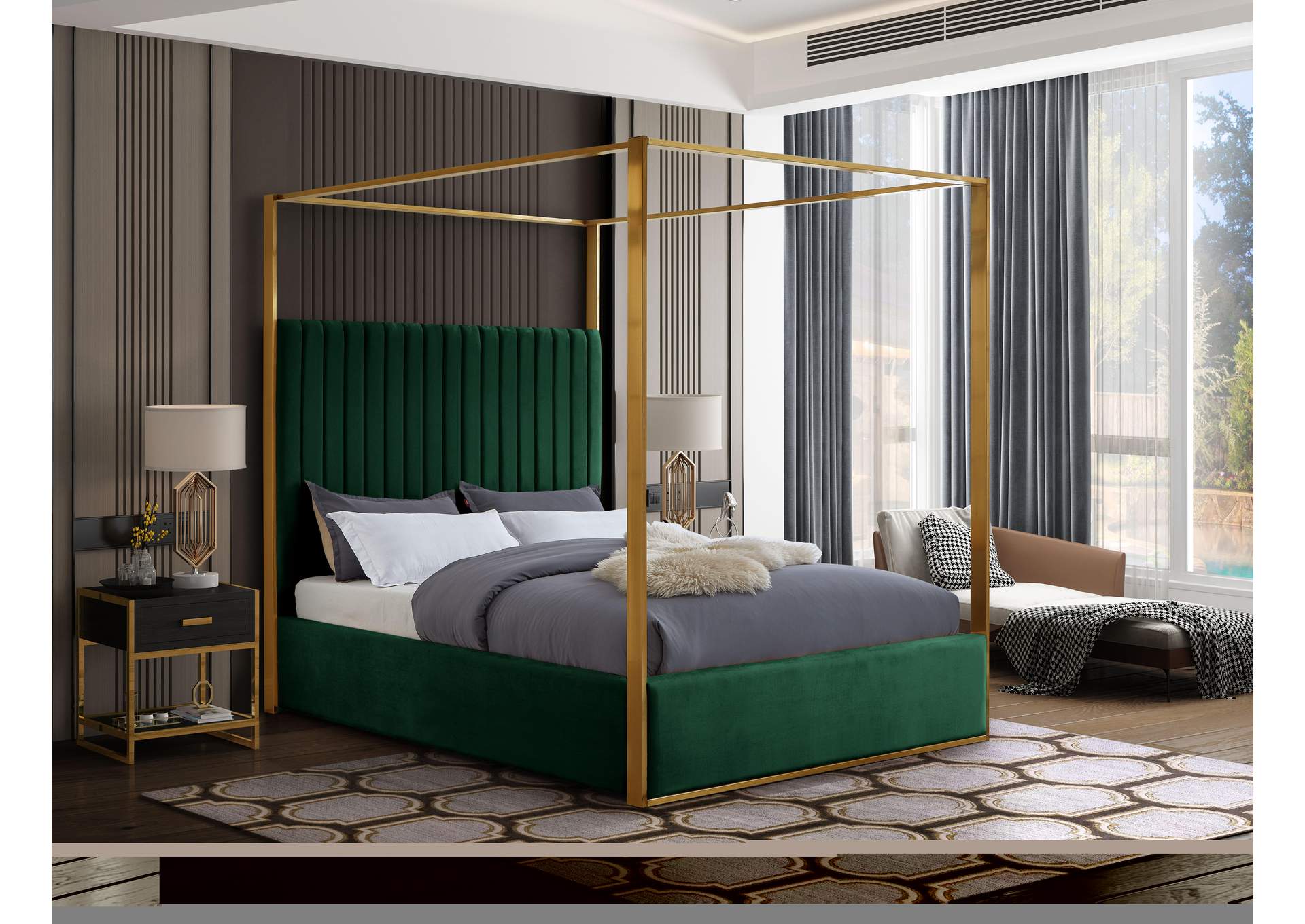 Jones Green Velvet King Bed,Meridian Furniture