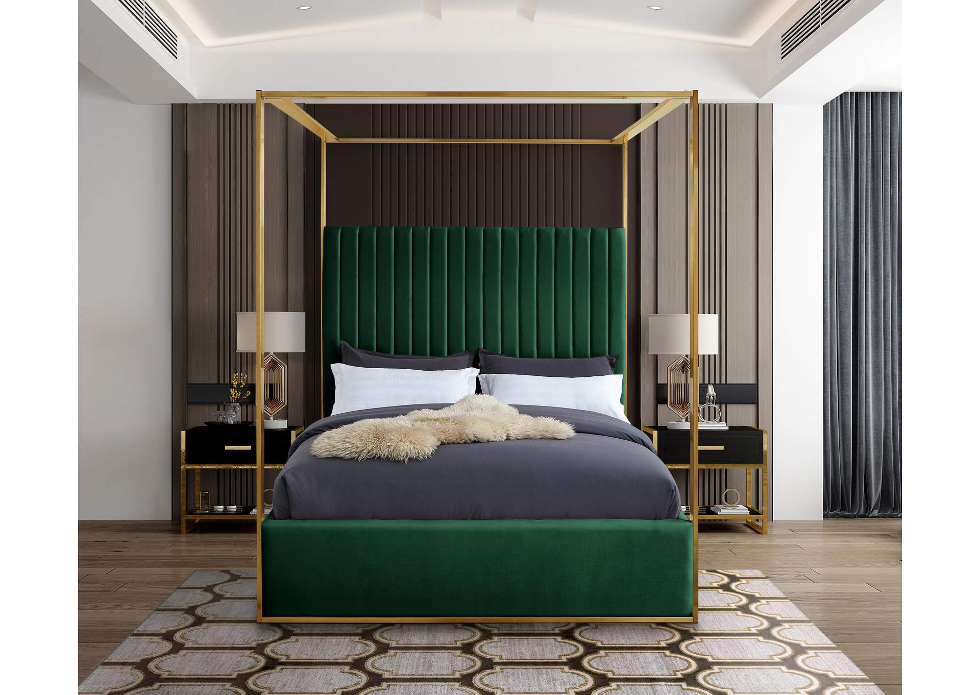 Jones Green Velvet King Bed,Meridian Furniture