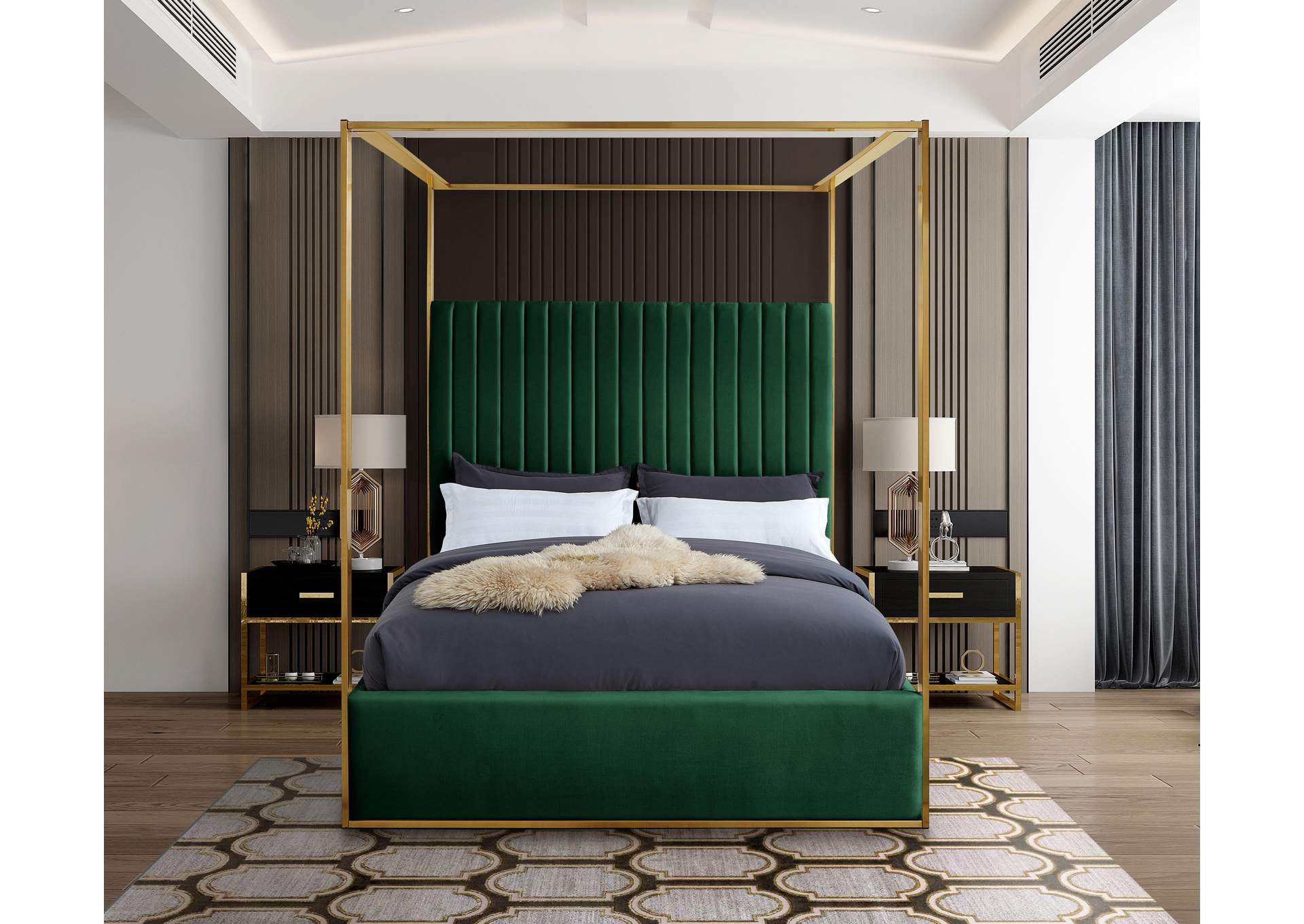 Jones Green Velvet Queen Bed,Meridian Furniture