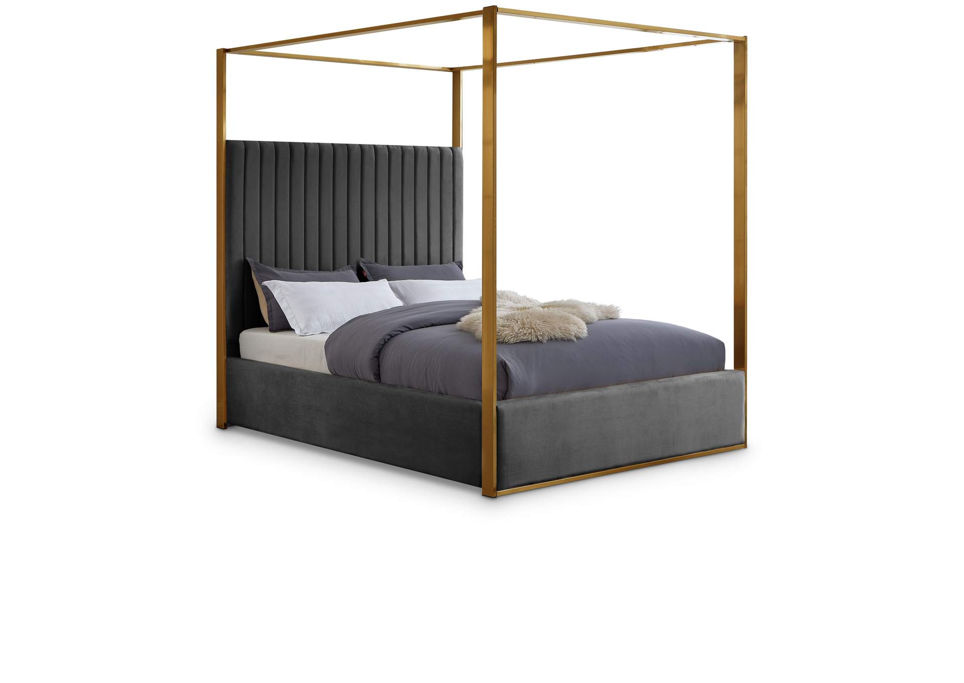 Jones Grey Velvet King Bed,Meridian Furniture