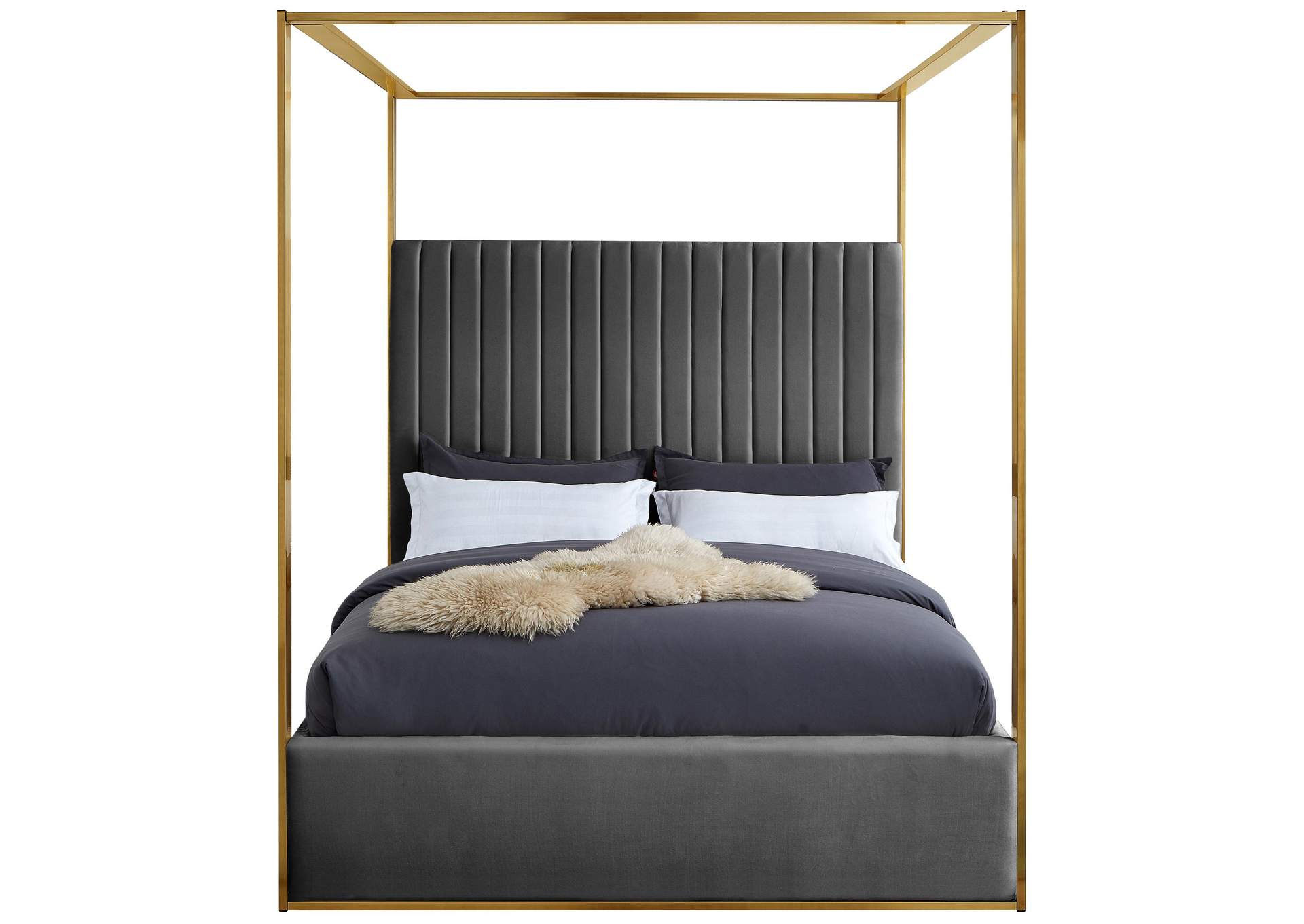 Jones Grey Velvet King Bed,Meridian Furniture