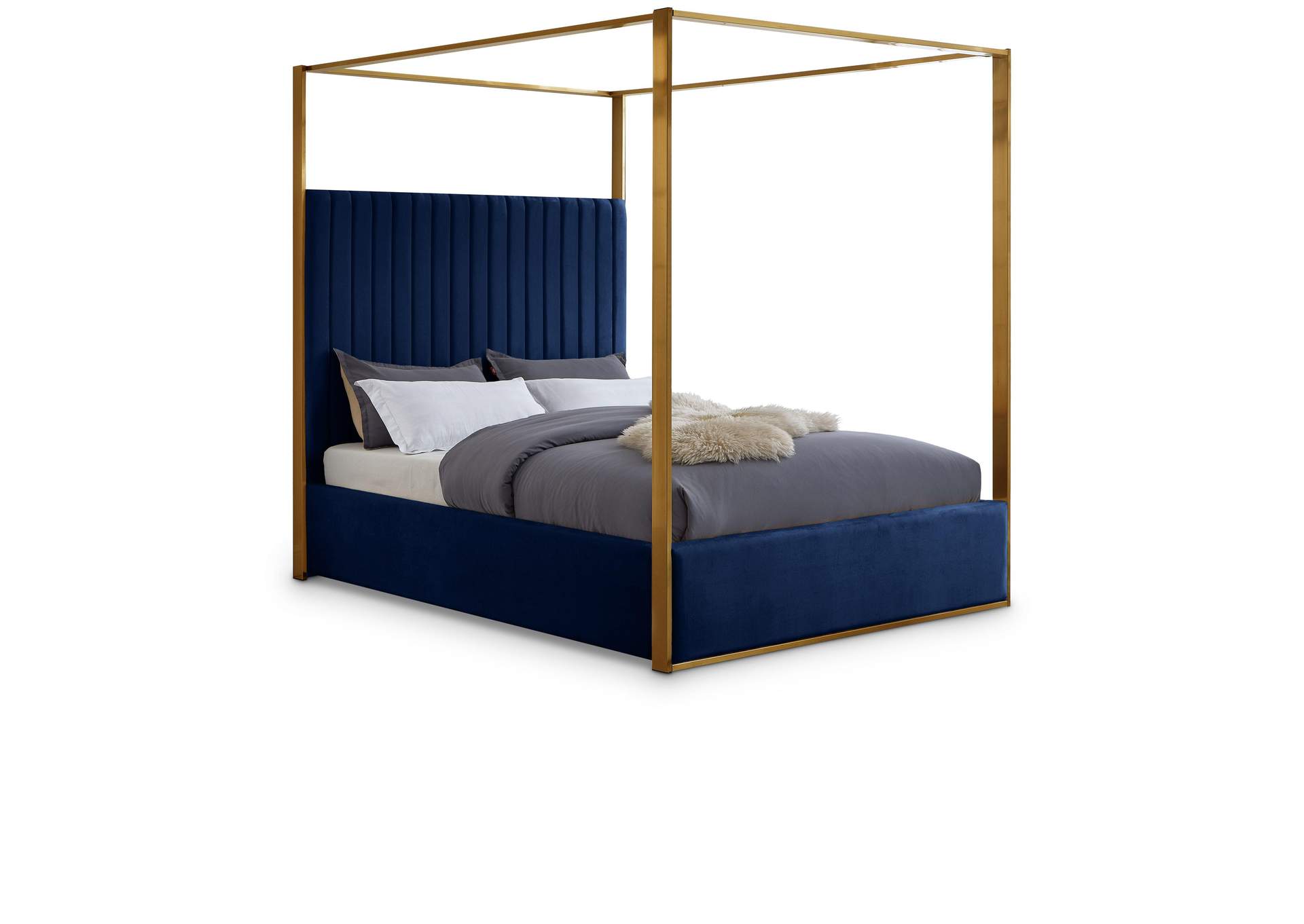 Jones Navy Velvet King Bed,Meridian Furniture