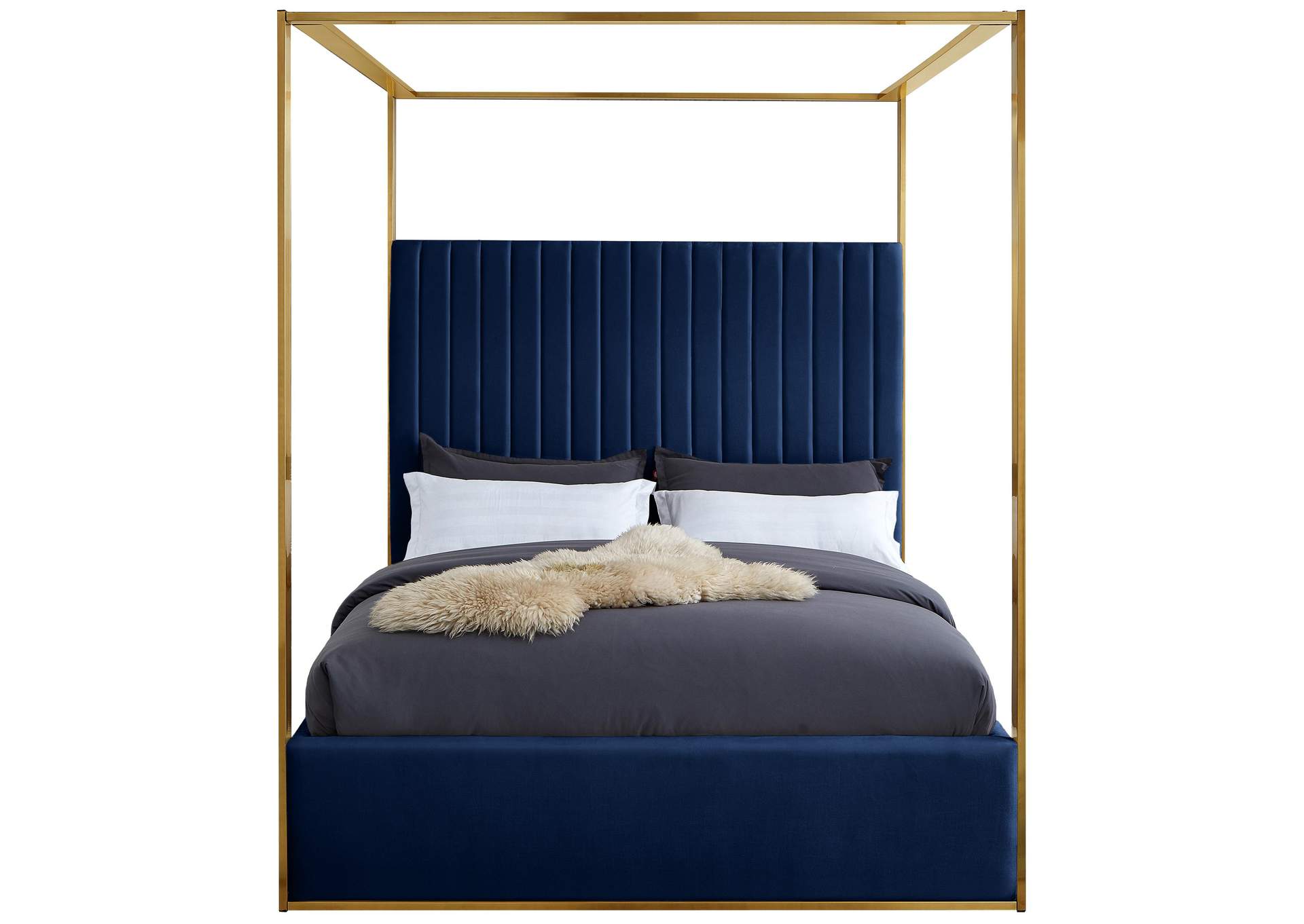 Jones Navy Velvet King Bed,Meridian Furniture