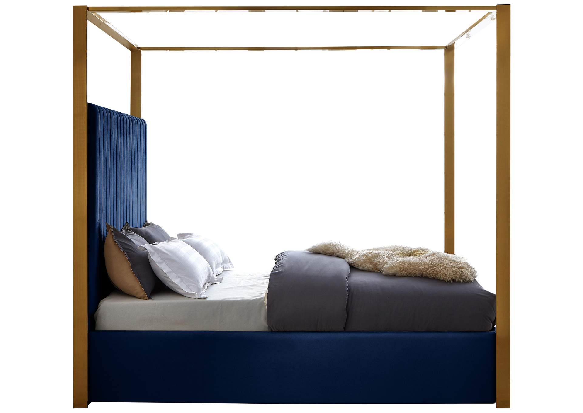 Jones Navy Velvet King Bed,Meridian Furniture