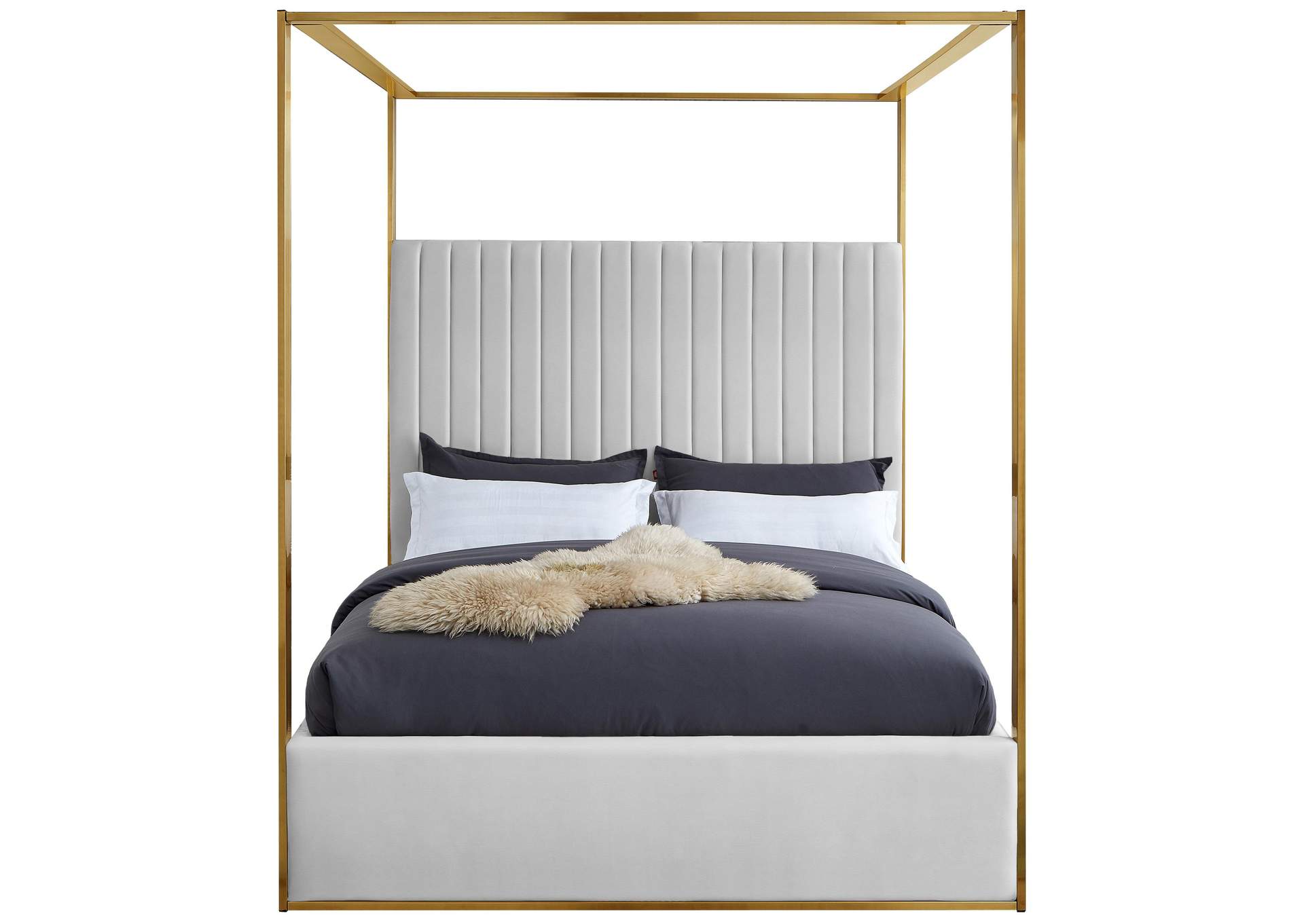 Jones White Faux Leather King Bed,Meridian Furniture