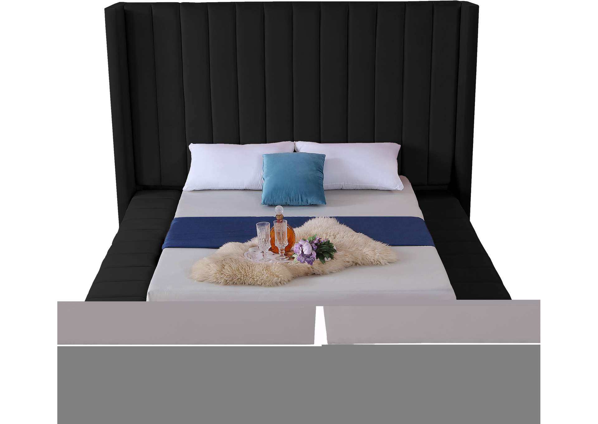 Kiki Black Velvet King Bed (3 Boxes),Meridian Furniture