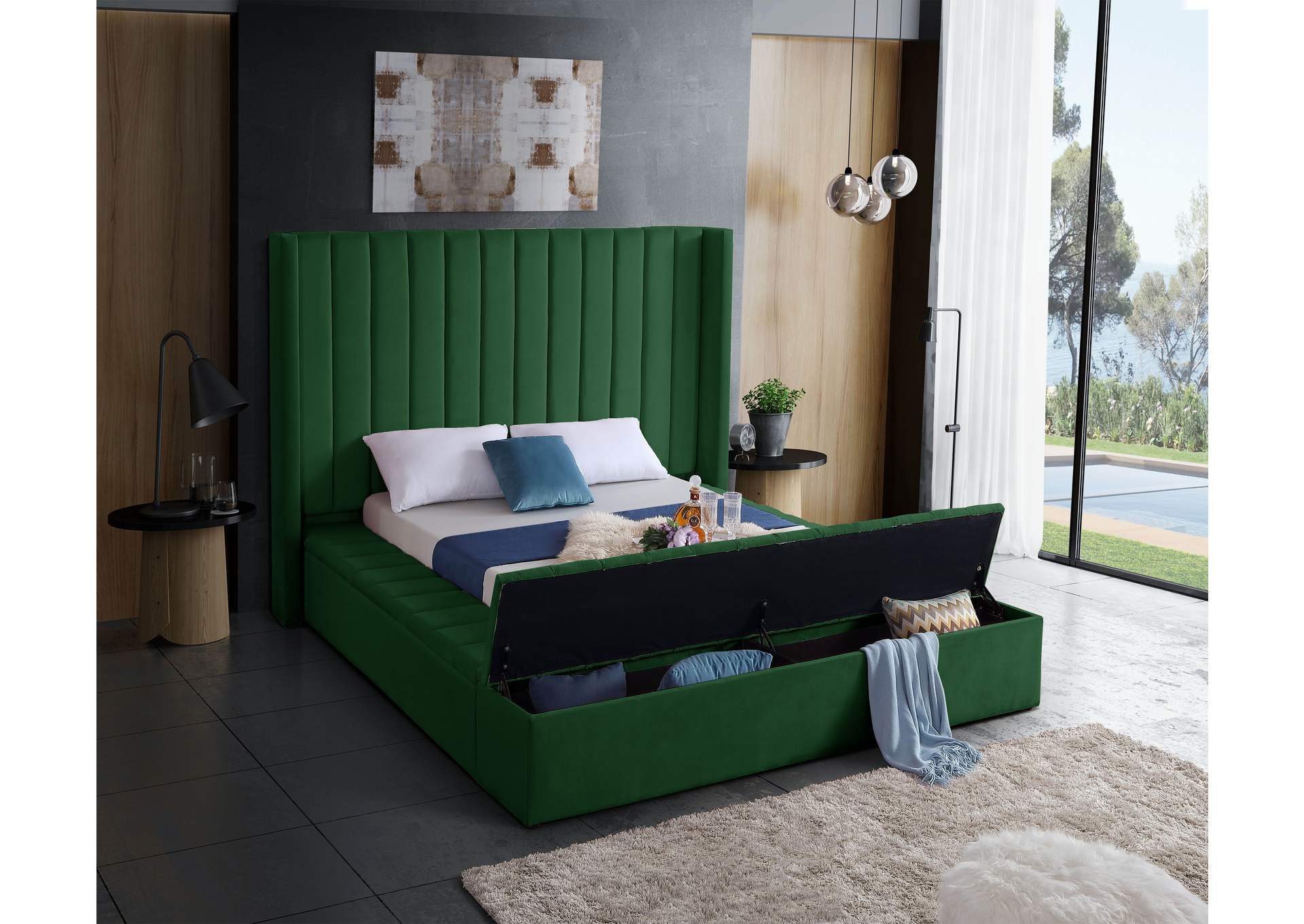 Kiki Green Velvet Full Bed (3 Boxes),Meridian Furniture