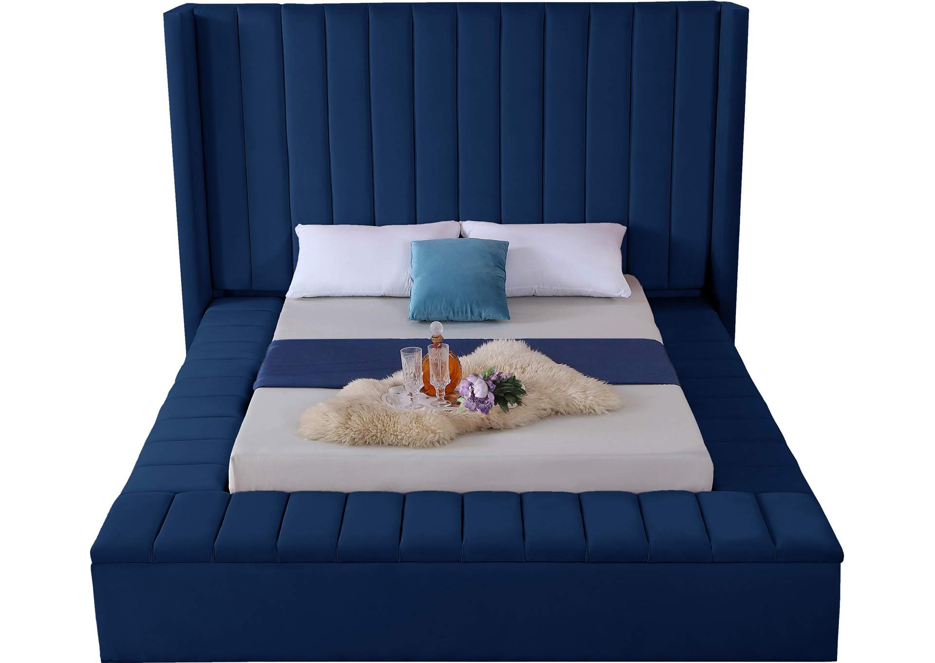 Kiki Navy Velvet Full Bed (3 Boxes),Meridian Furniture