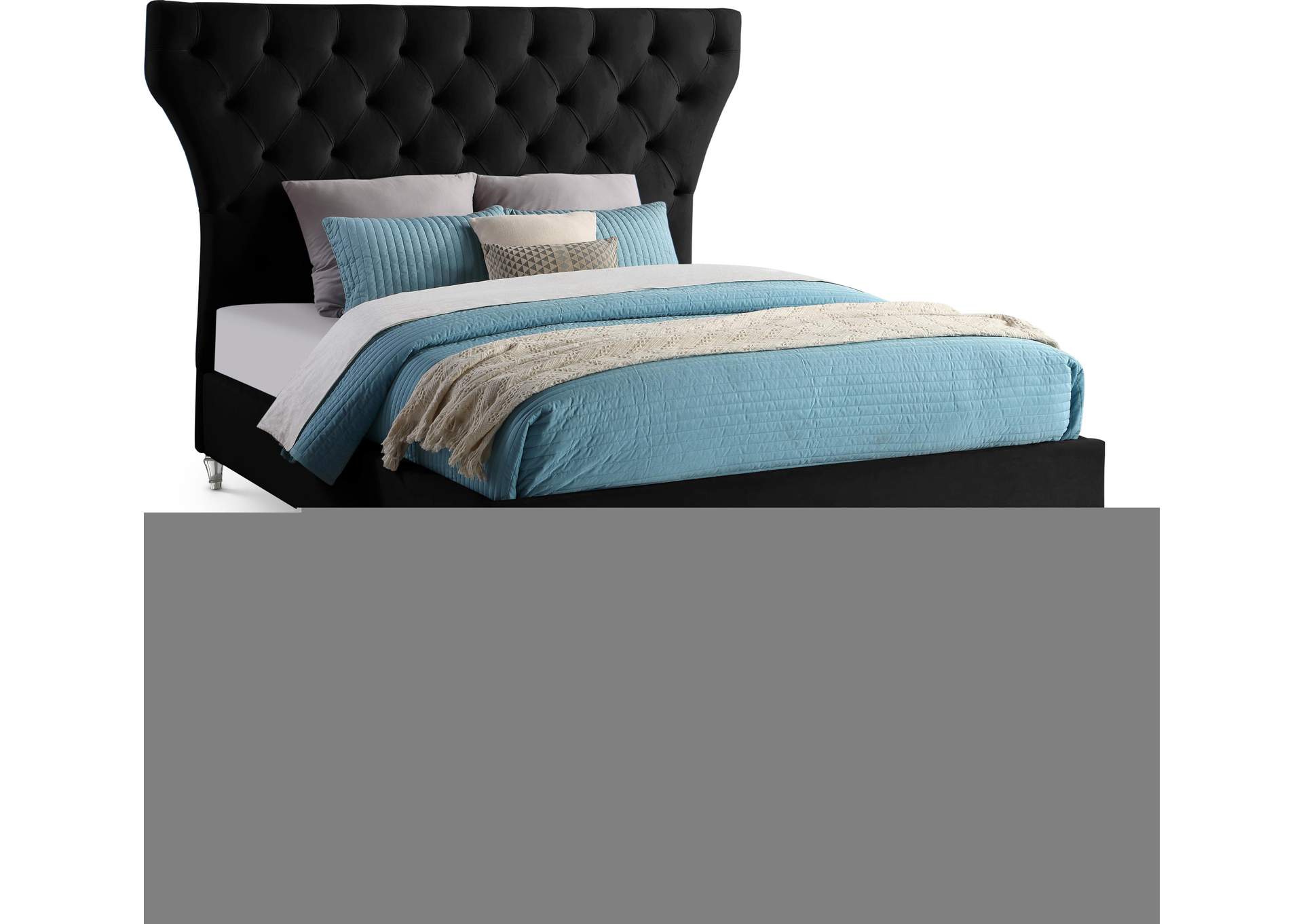 Kira Black Velvet King Bed,Meridian Furniture