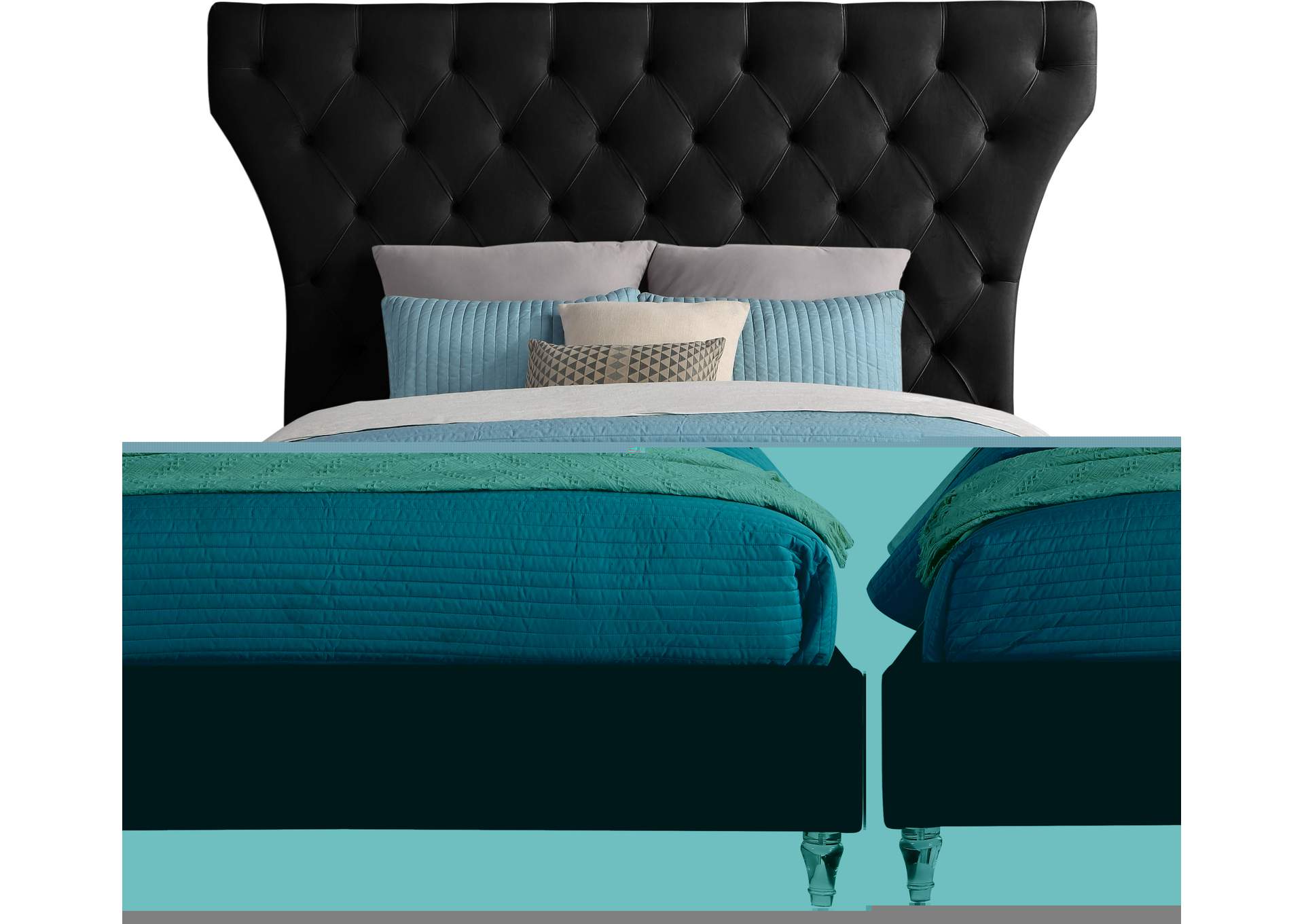 Kira Black Velvet Queen Bed,Meridian Furniture