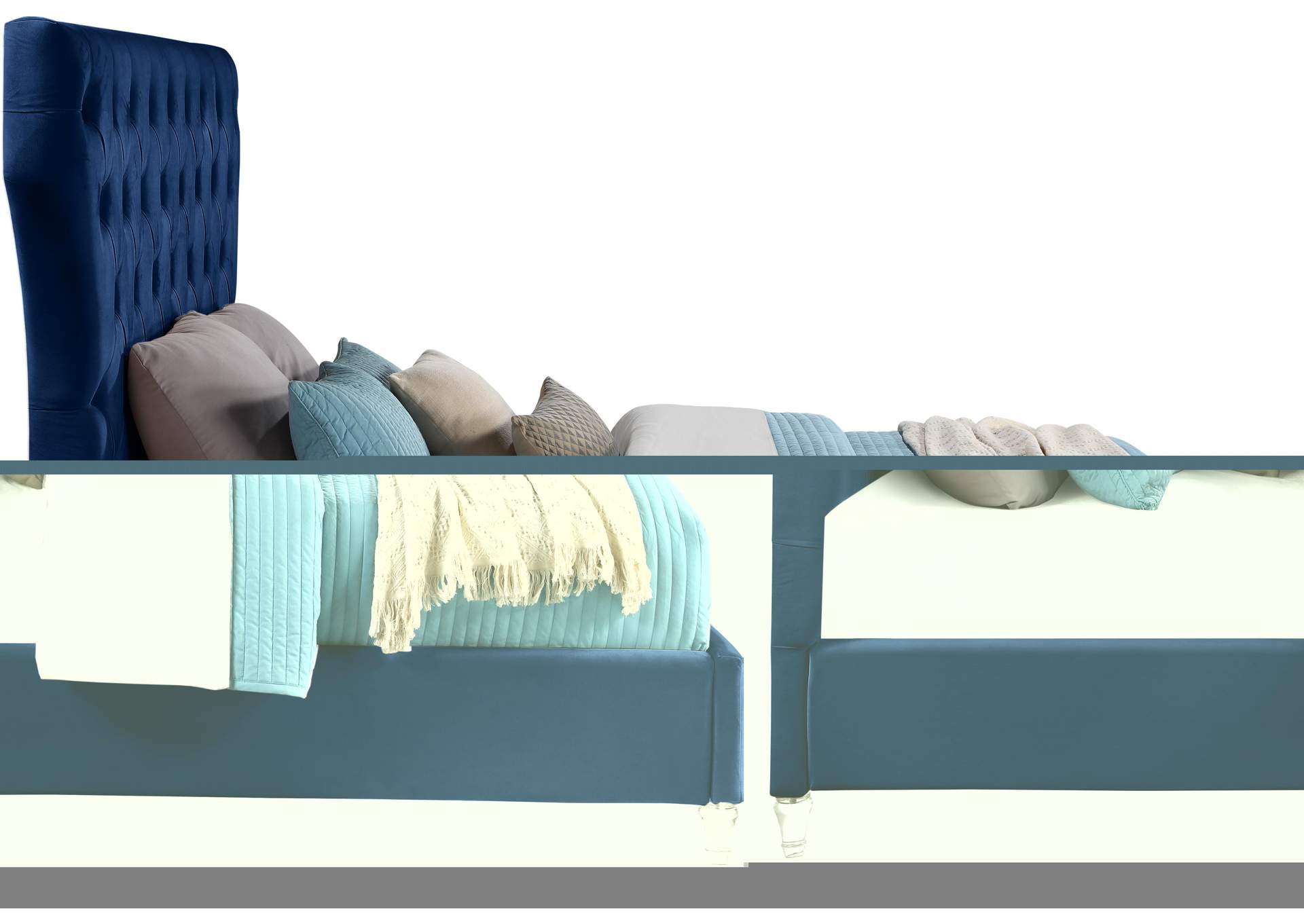 Kira Navy Velvet King Bed,Meridian Furniture