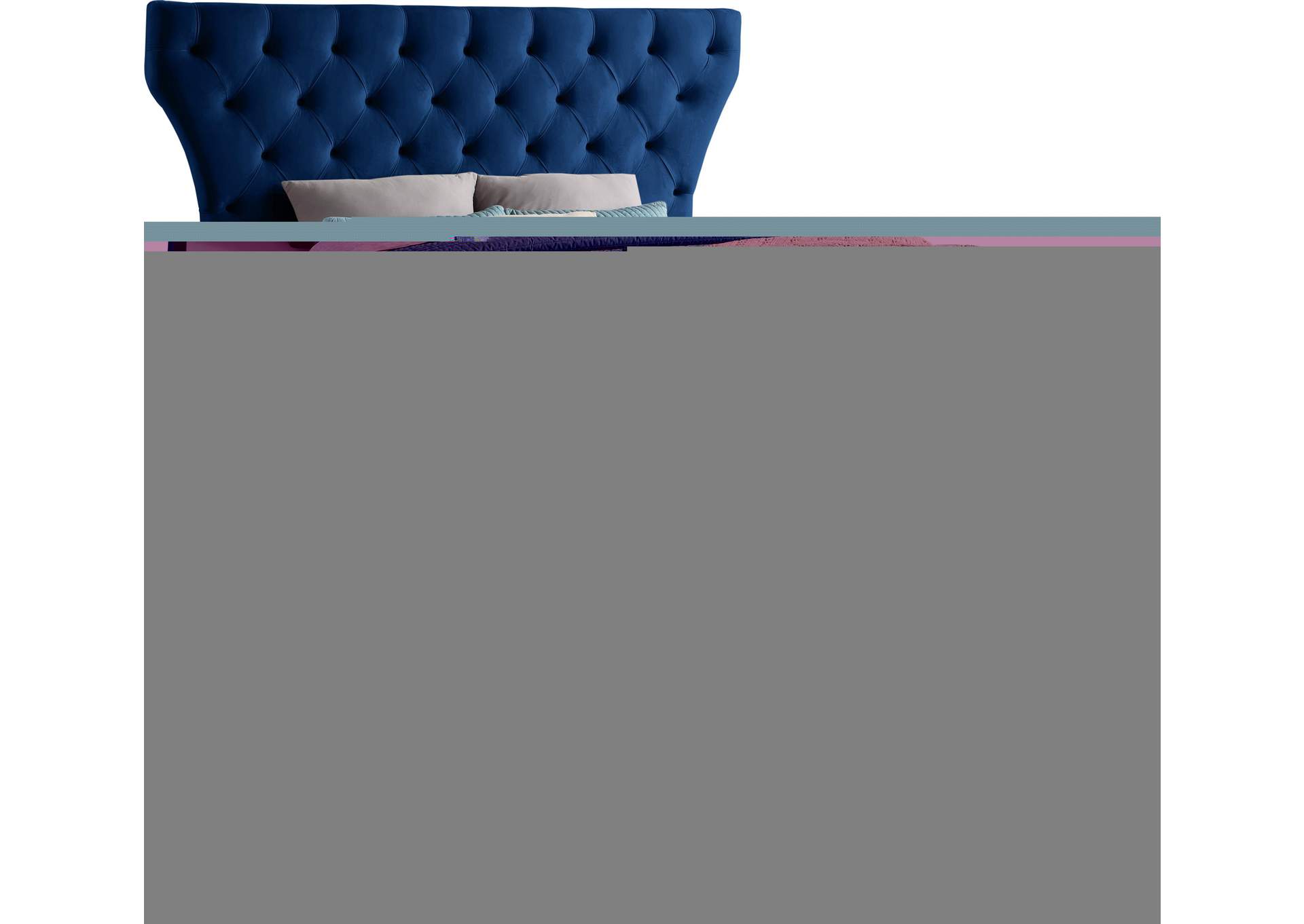 Kira Navy Velvet Queen Bed,Meridian Furniture