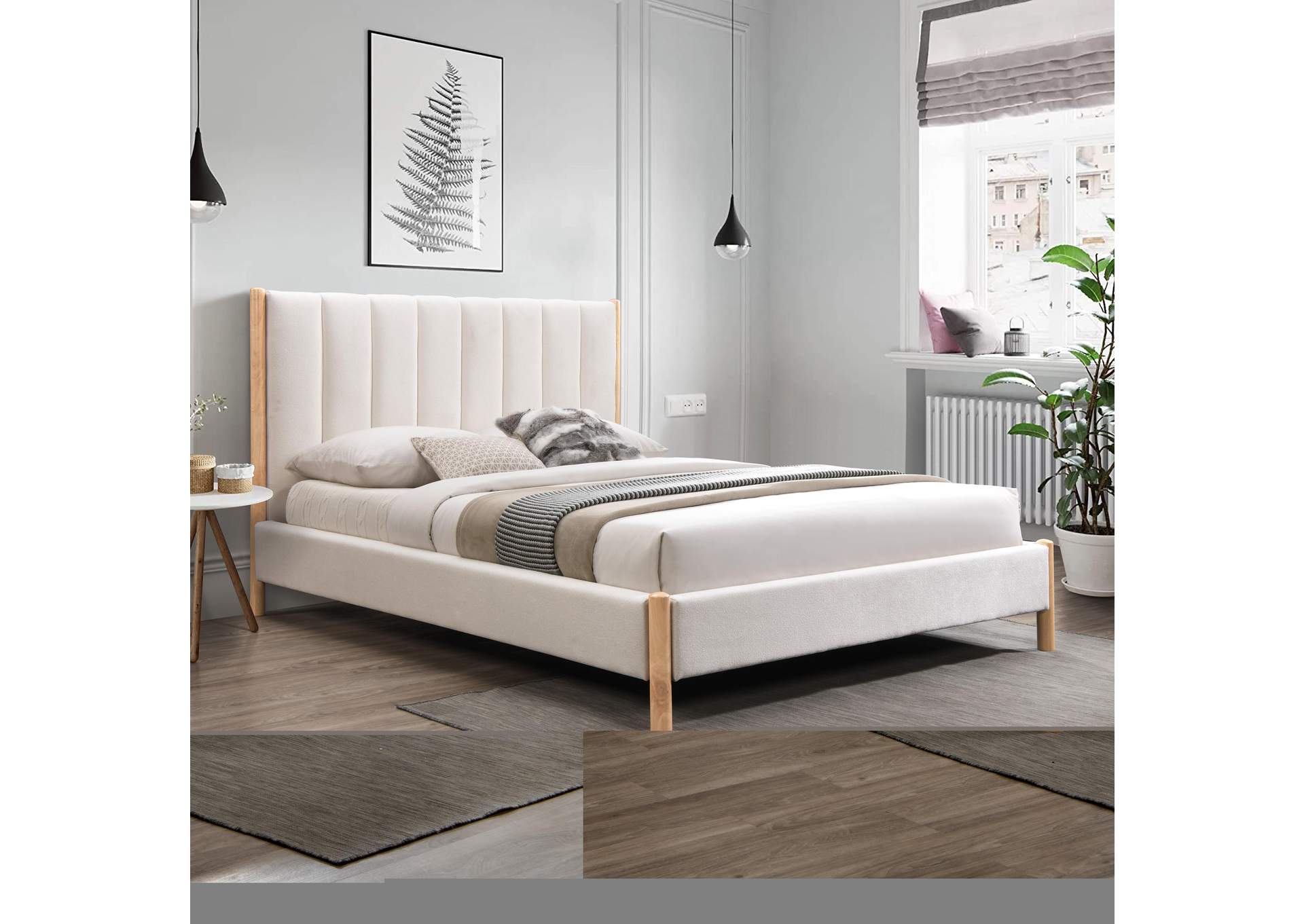 Kona Cream Polyester Fabric Full Bed,Meridian Furniture