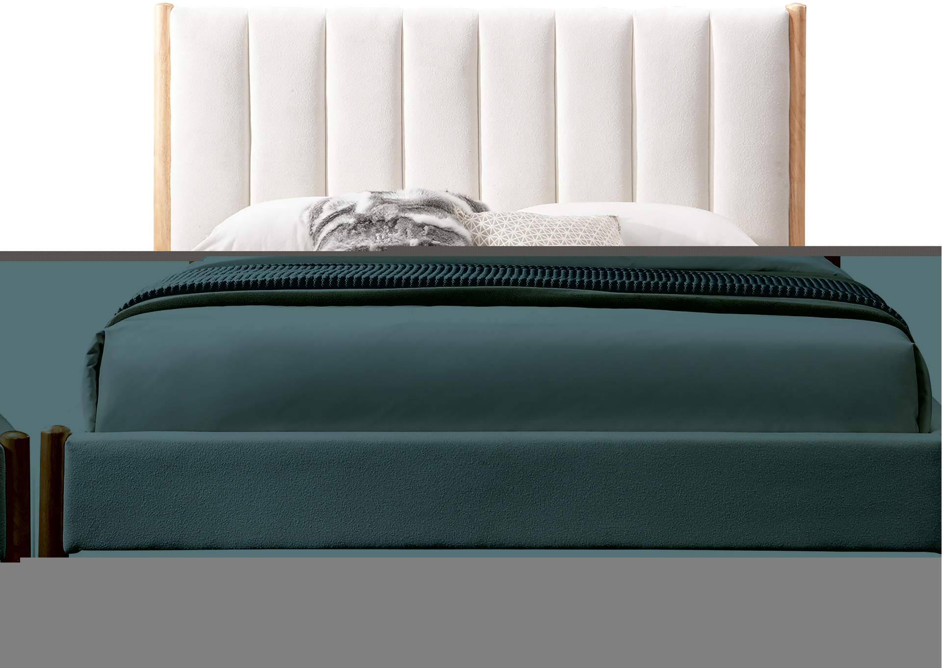 Kona Cream Polyester Fabric King Bed,Meridian Furniture