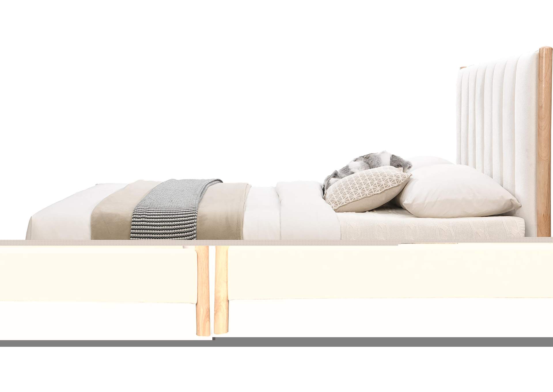 Kona Cream Polyester Fabric King Bed,Meridian Furniture
