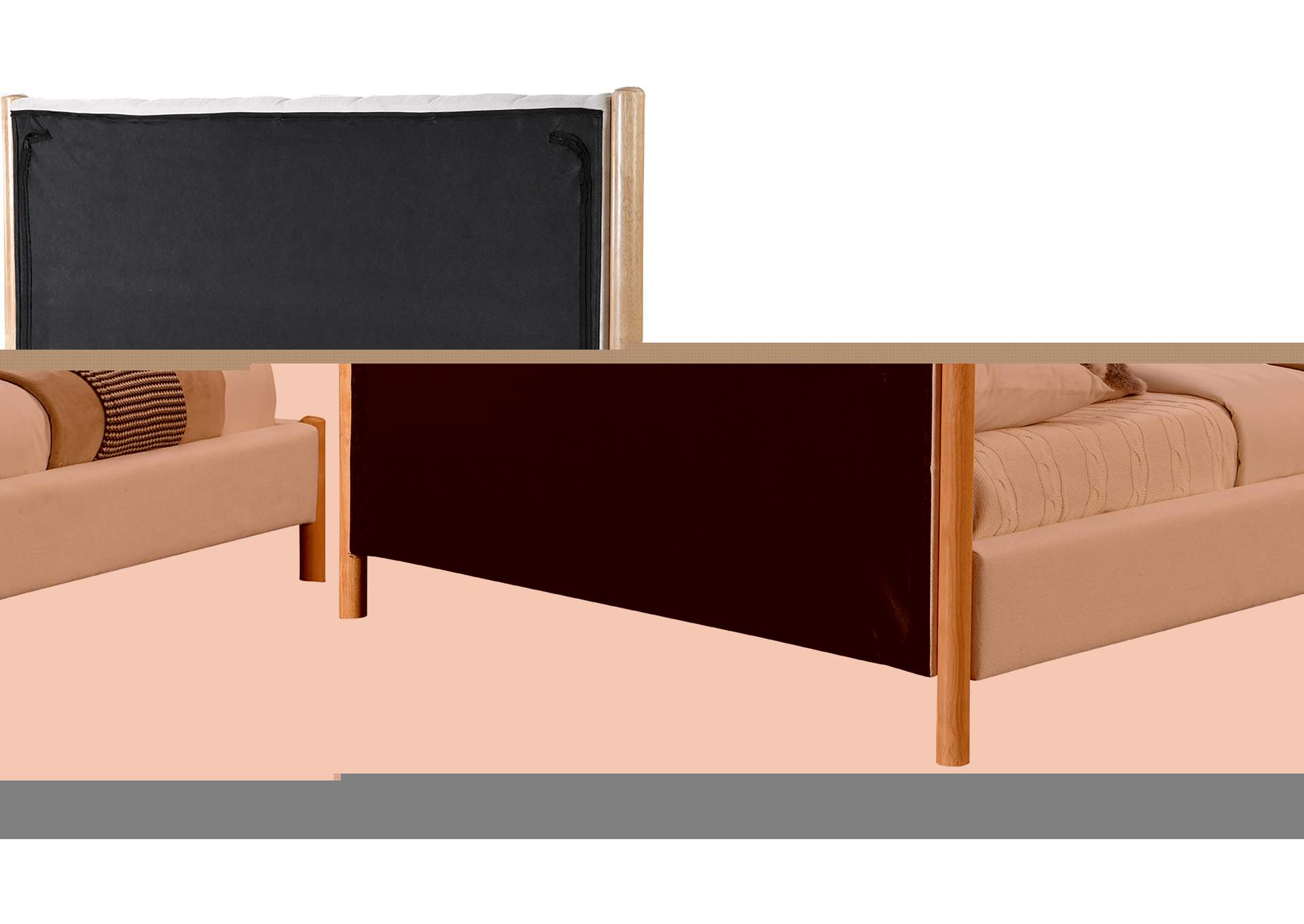 Kona Cream Polyester Fabric King Bed,Meridian Furniture