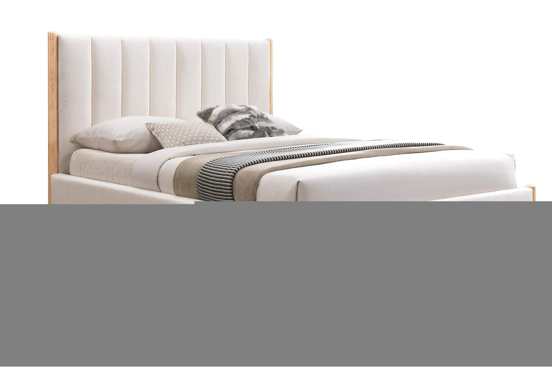 Kona Cream Polyester Fabric Queen Bed,Meridian Furniture
