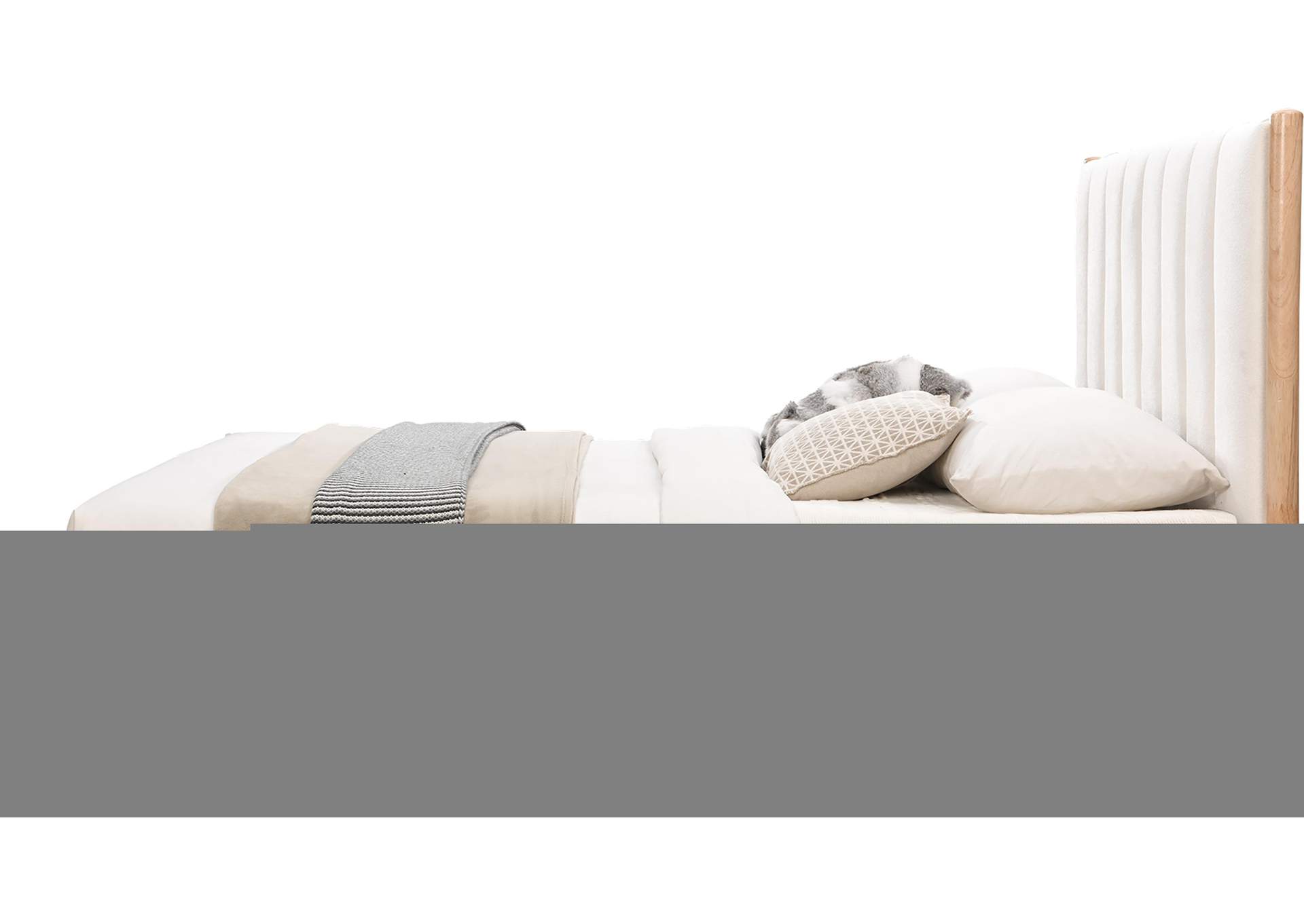 Kona Cream Polyester Fabric Queen Bed,Meridian Furniture