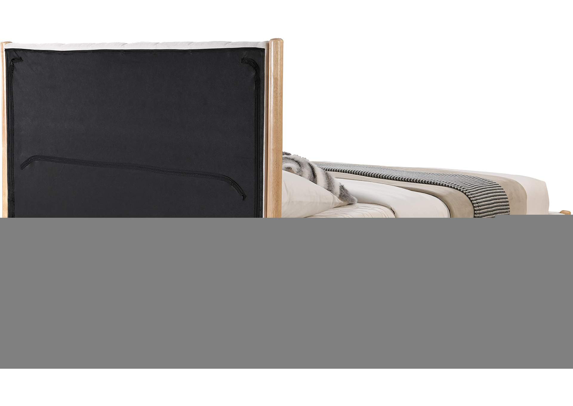 Kona Cream Polyester Fabric Queen Bed,Meridian Furniture