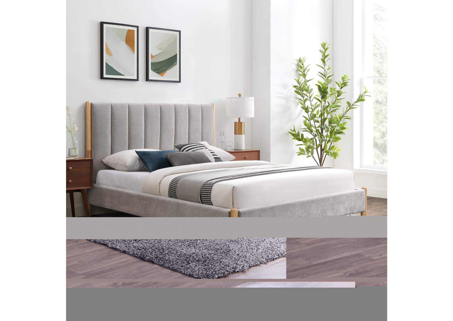 Kona Grey Polyester Fabric King Bed,Meridian Furniture