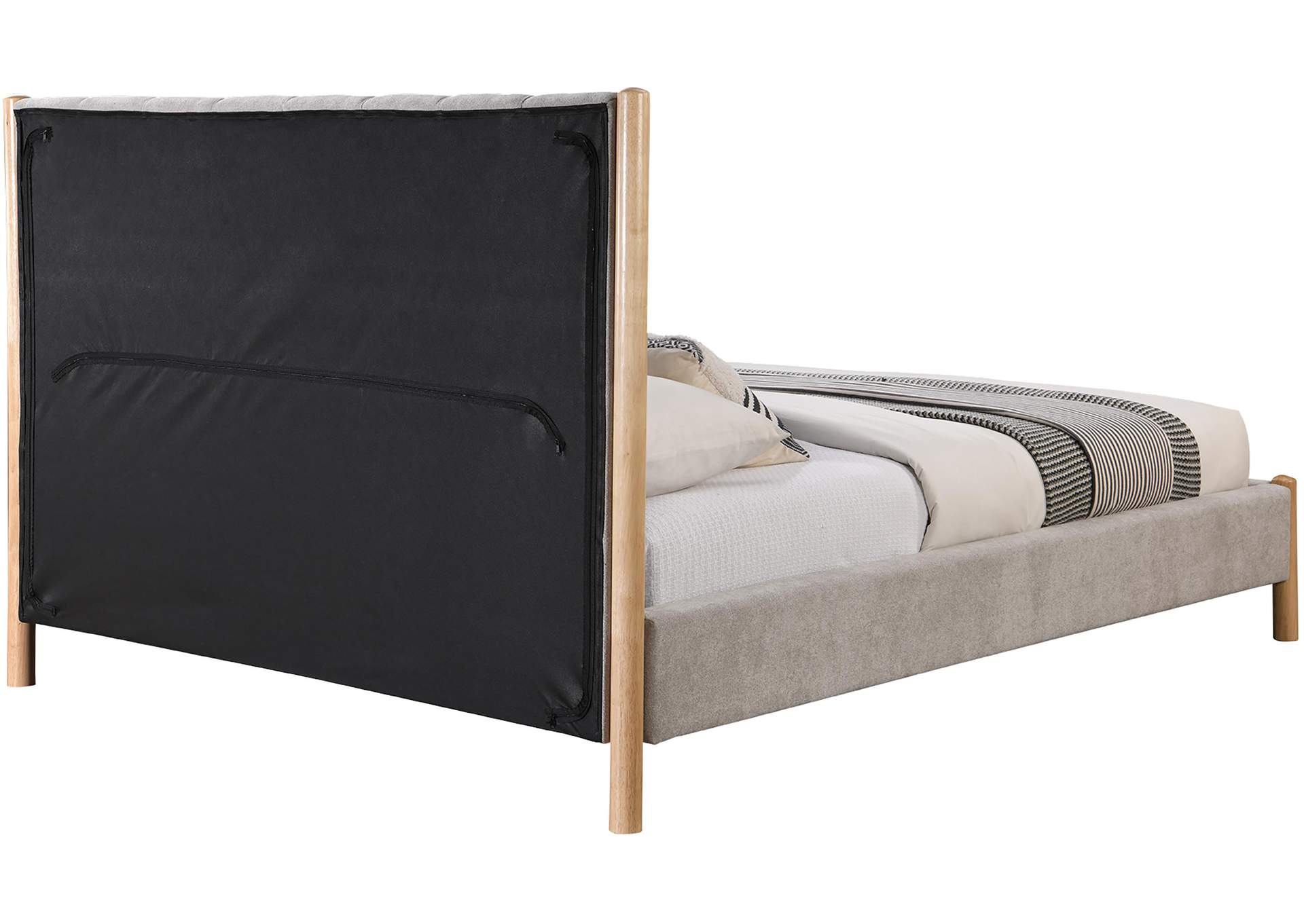 Kona Grey Polyester Fabric King Bed,Meridian Furniture