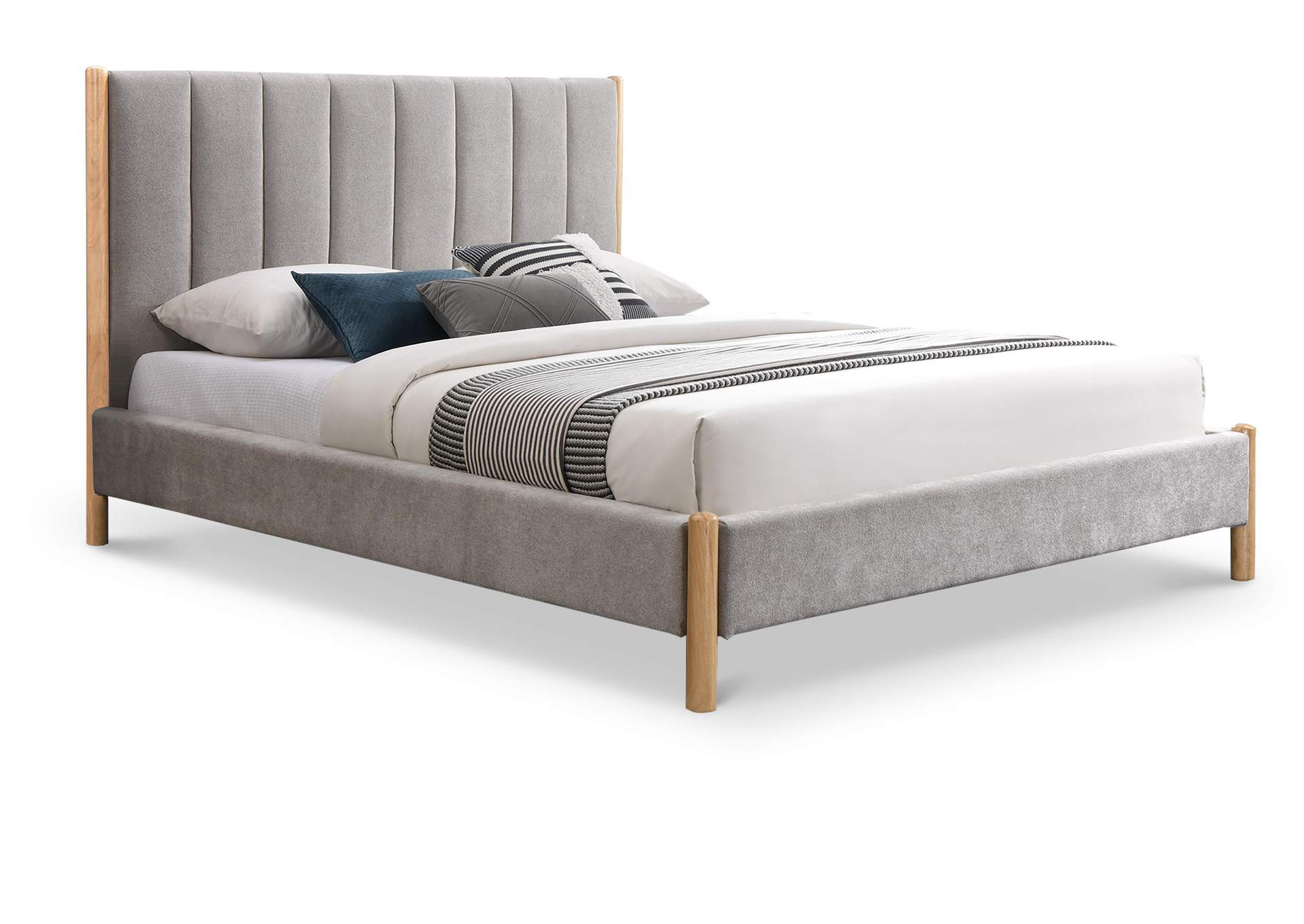 Kona Grey Polyester Fabric Queen Bed,Meridian Furniture