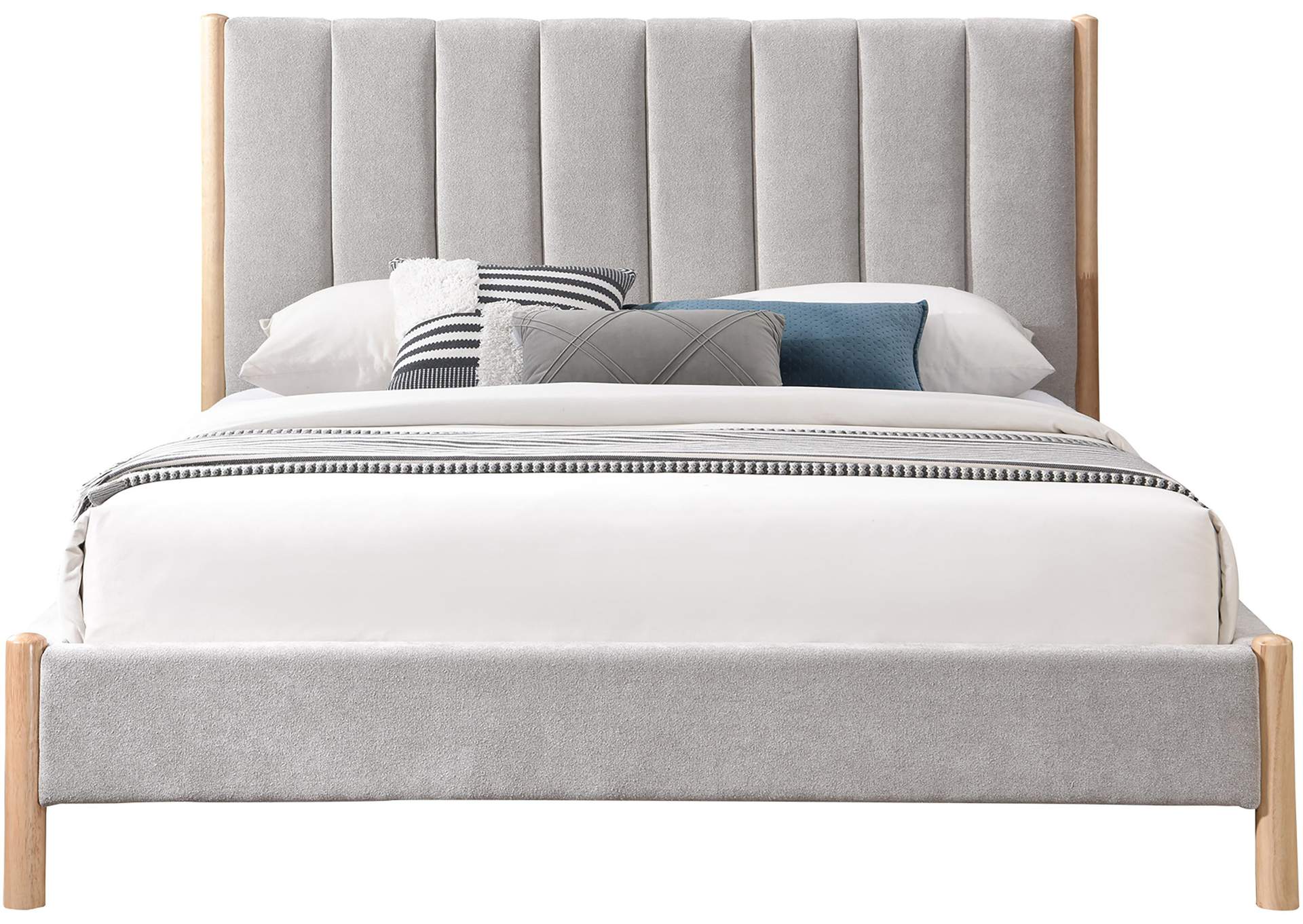 Kona Grey Polyester Fabric Queen Bed,Meridian Furniture