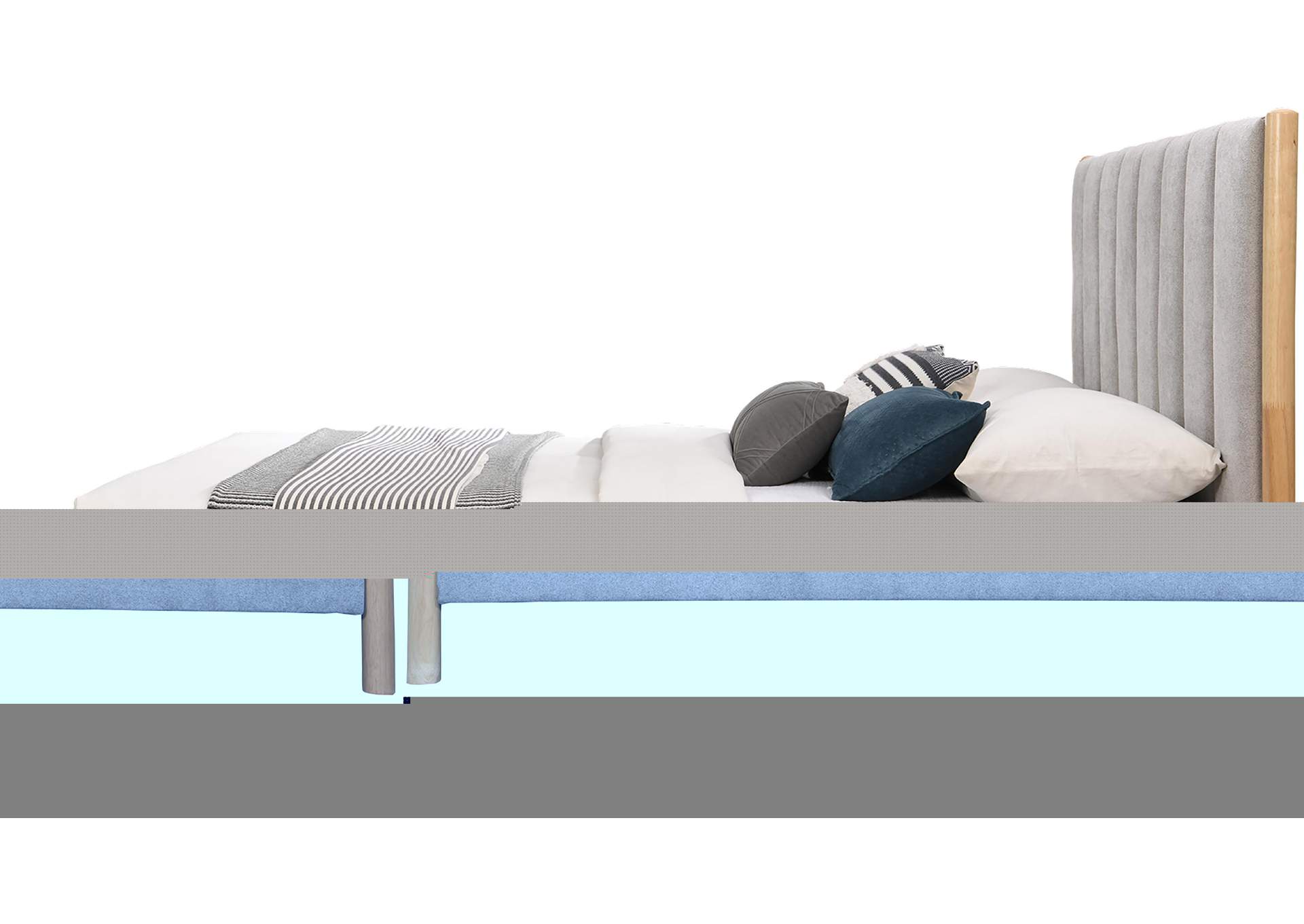 Kona Grey Polyester Fabric Queen Bed,Meridian Furniture