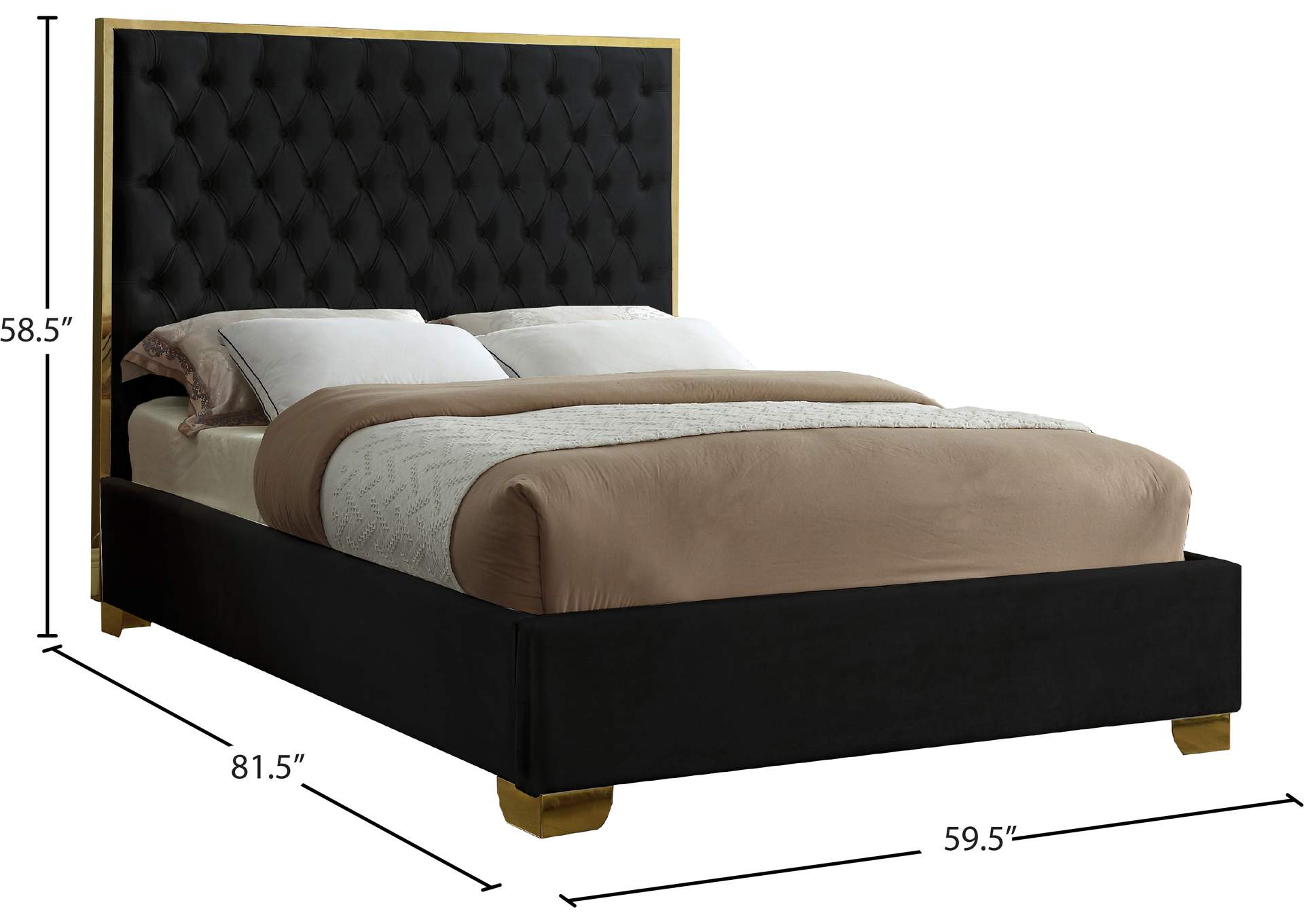 Lana Black Velvet Full Bed,Meridian Furniture