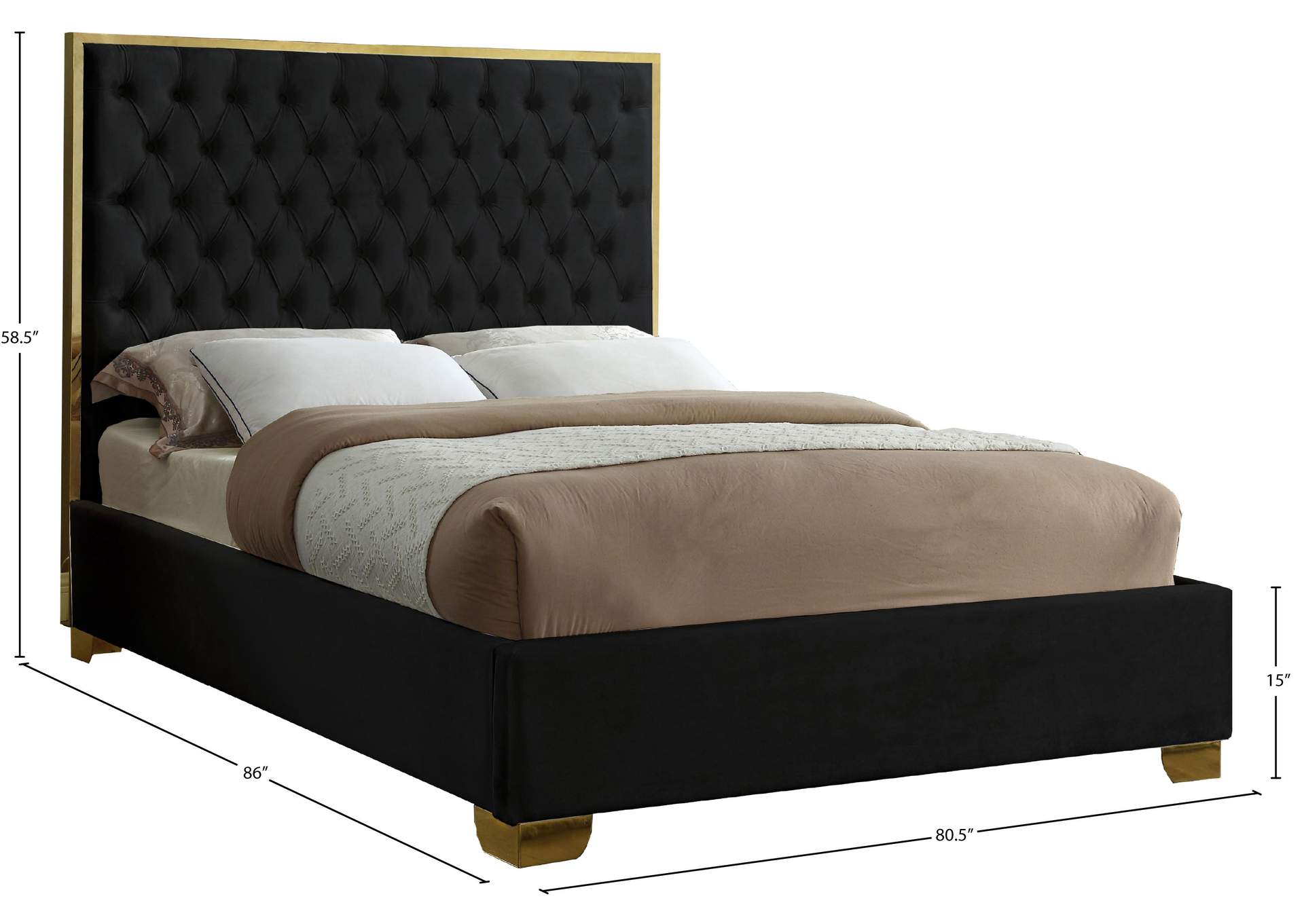 Lana Black Velvet King Bed,Meridian Furniture