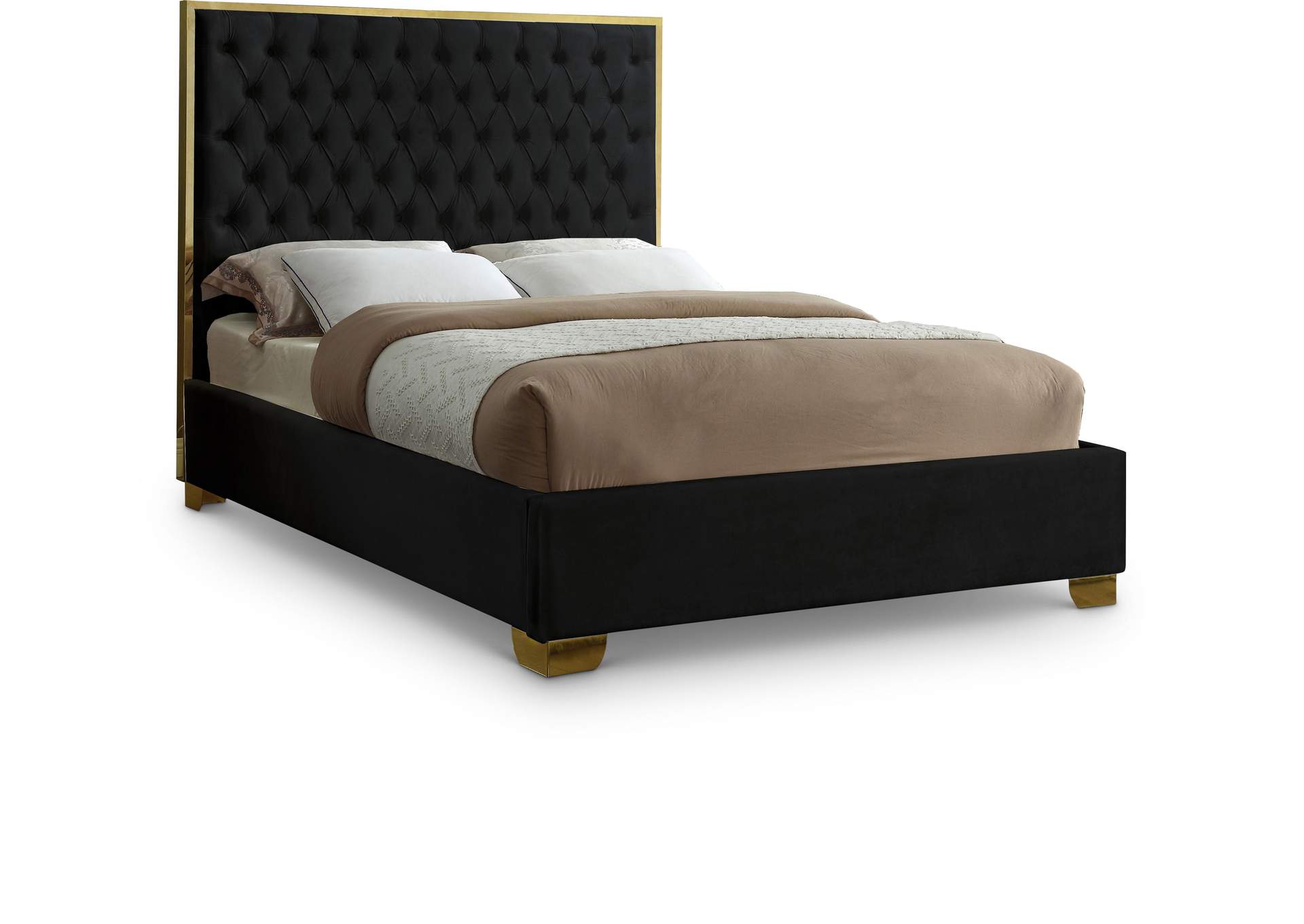 Lana Black Velvet King Bed,Meridian Furniture