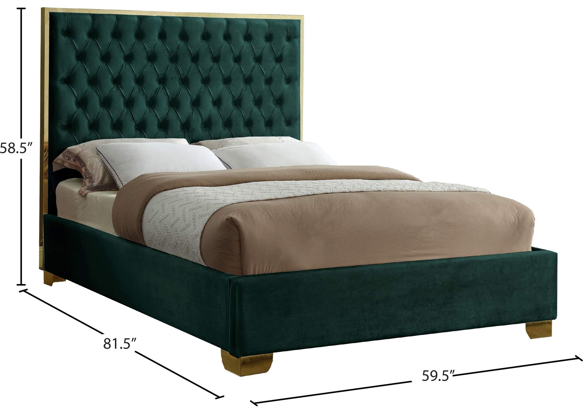 Lana Green Velvet Full Bed,Meridian Furniture