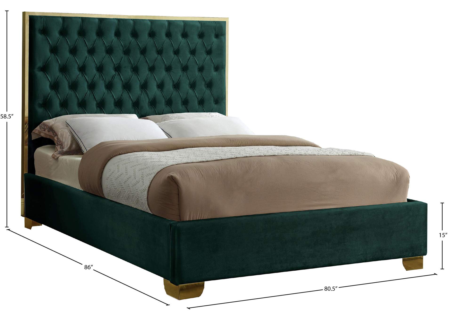 Lana Green Velvet King Bed,Meridian Furniture