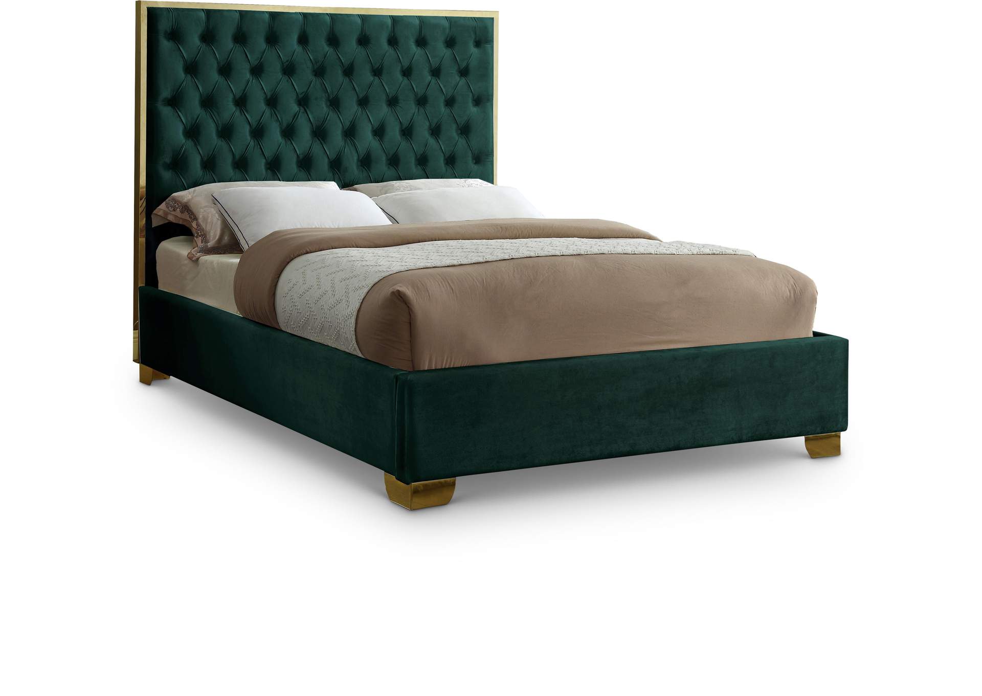 Lana Green Velvet King Bed,Meridian Furniture