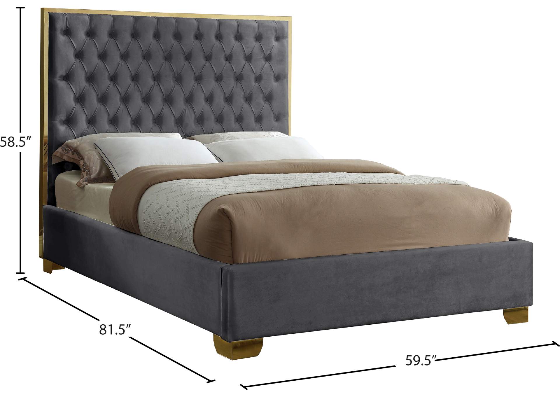 Lana Grey Velvet Full Bed,Meridian Furniture